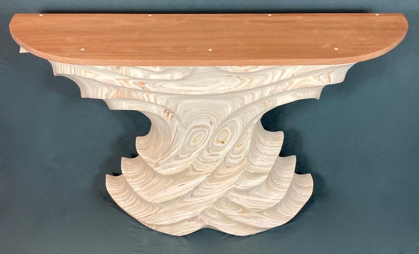 American Stylized Carved Organic Modern Console Table For Sale