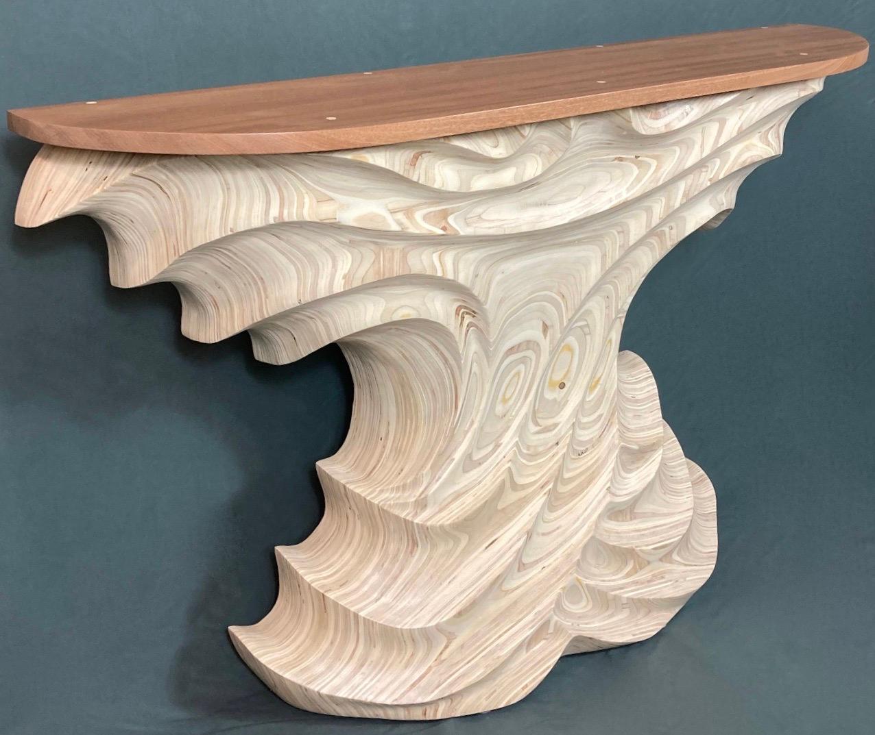 Stylized Carved Organic Modern Console Table In Good Condition For Sale In Norwood, NJ