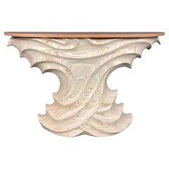 Stylized Carved Organic Modern Console Table