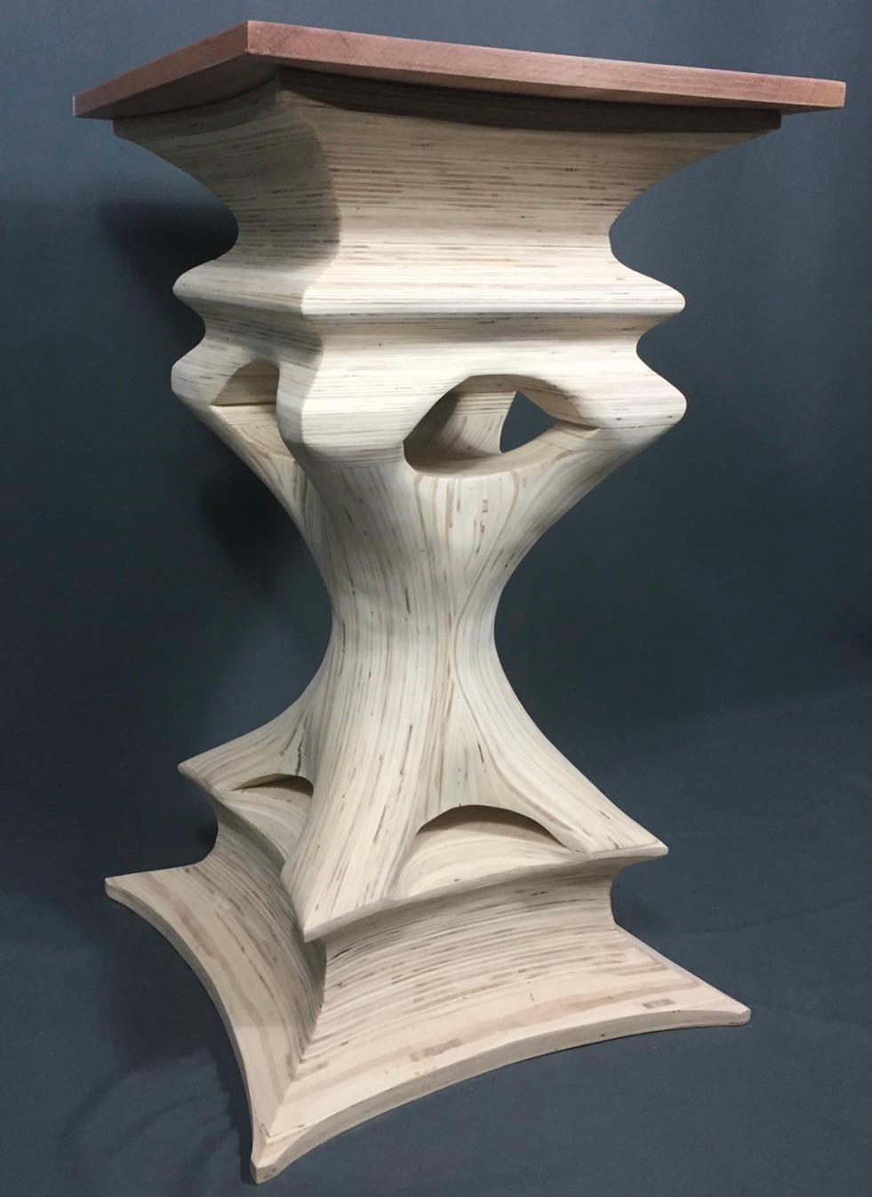 Hand-Carved Stylized Carved Organic Modern Side Table For Sale