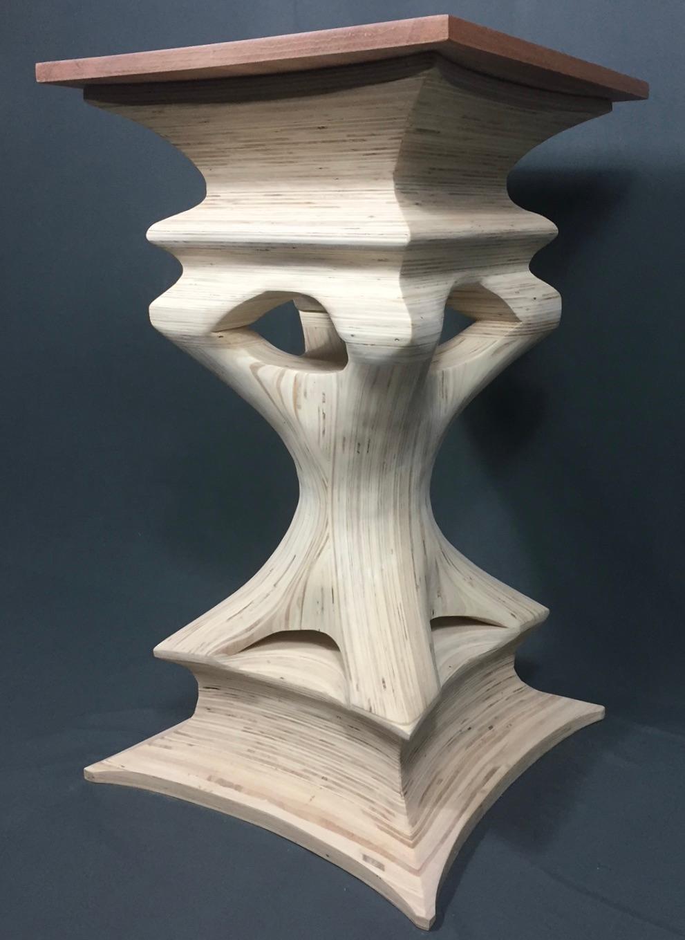 Stylized Carved Organic Modern Side Table In Good Condition For Sale In Norwood, NJ