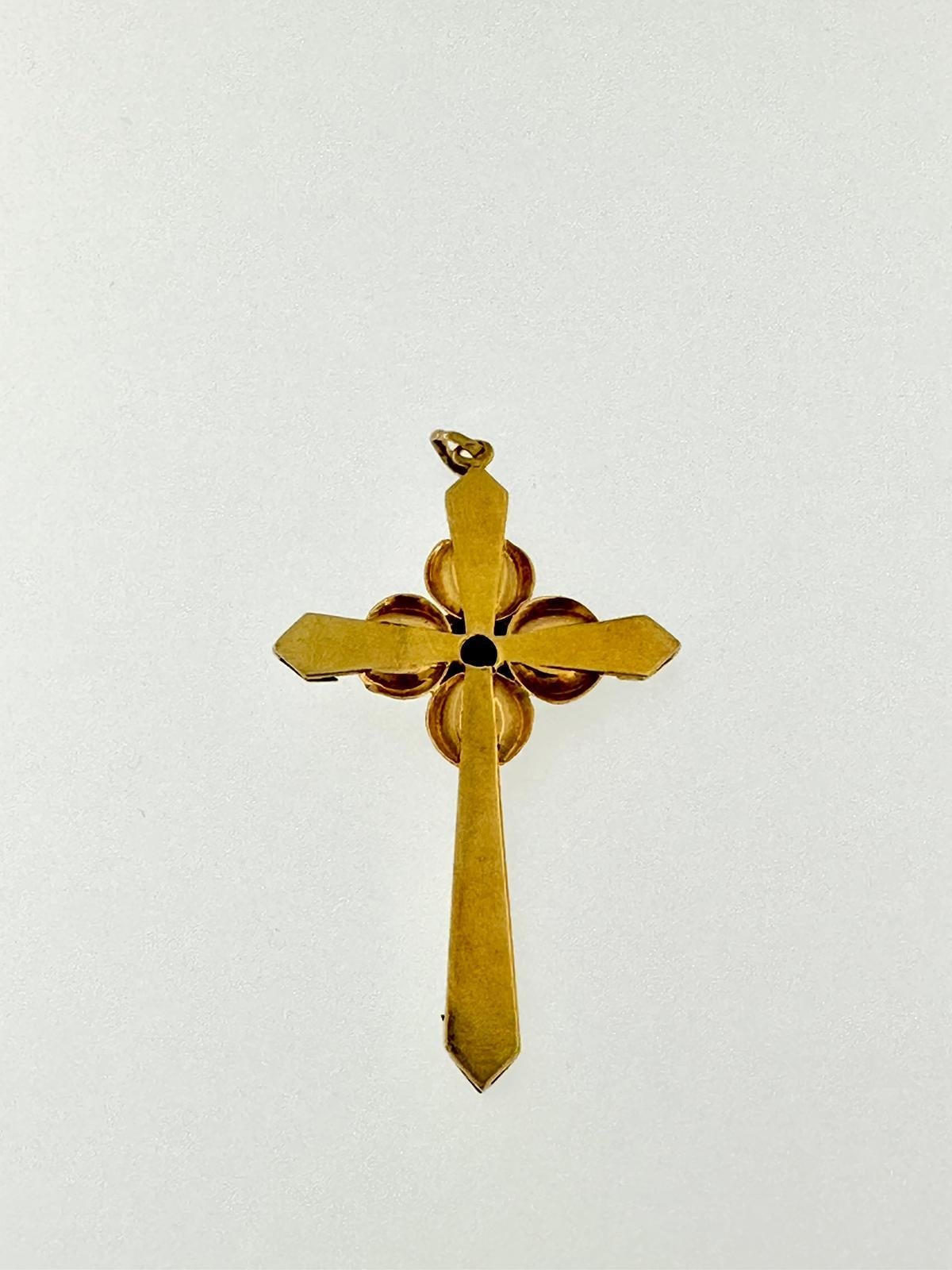 Artist Stylized Celtic Cross with Sword-Shaped Endings 18 Karat Yellow Gold For Sale