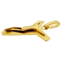 Stylized Contemporary Italian 18kt Yellow Gold Tau Crucifix