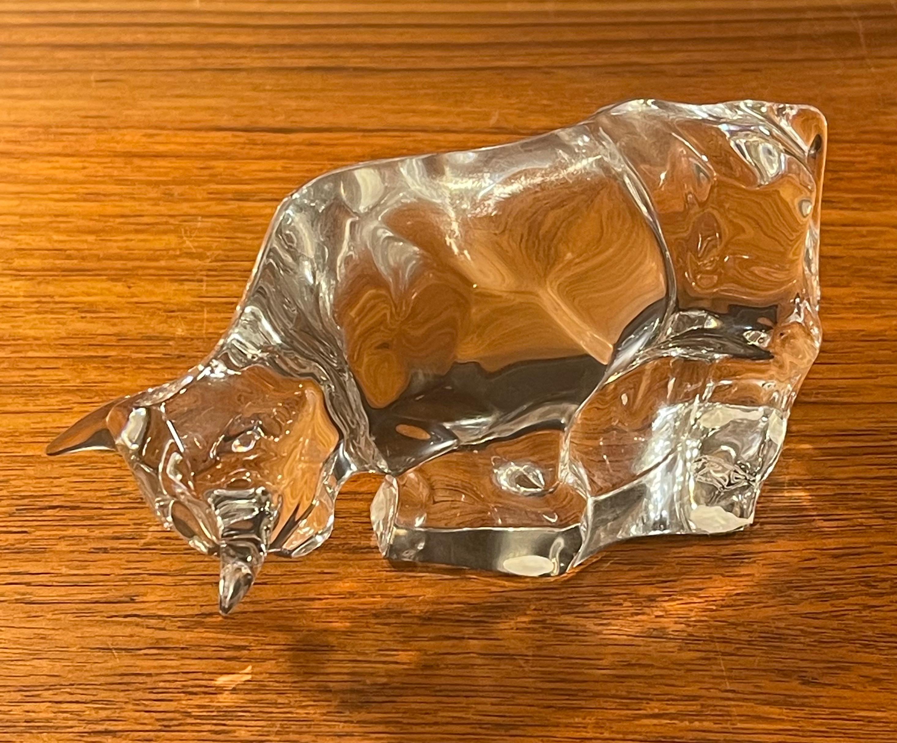 Stylized Crystal Charging Bull Sculpture by Baccarat 4