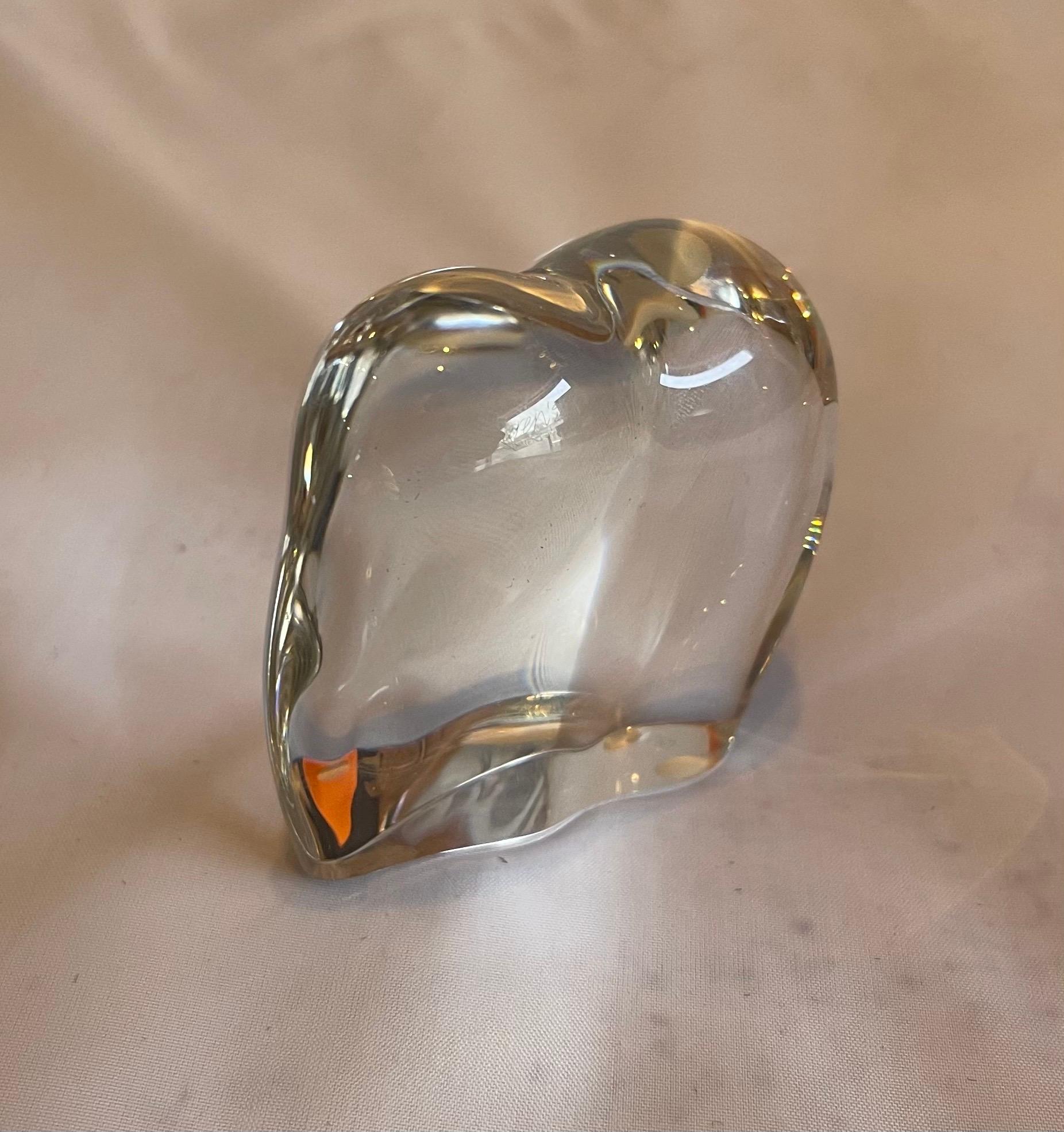 French Stylized Crystal Elephant Sculpture or Paperweight by Baccarat