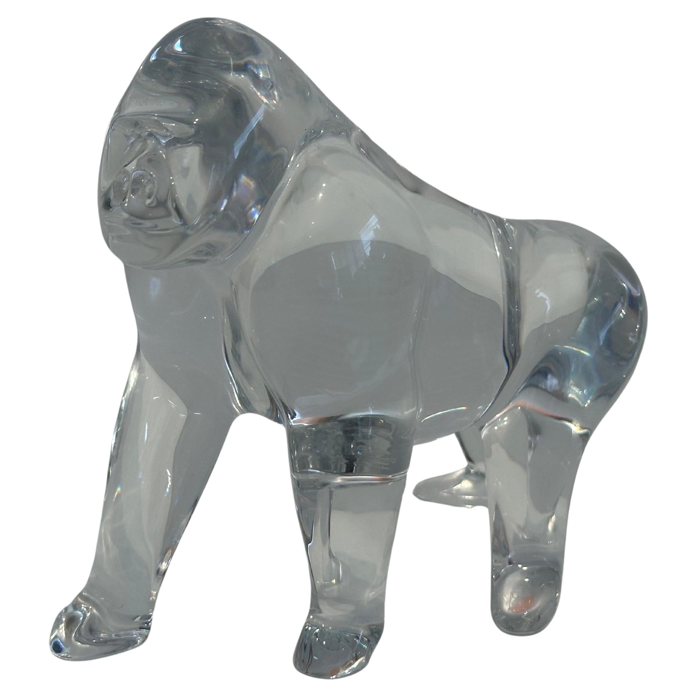 Sculpture Gorille en cristal stylisé par Loet Vanderveen pour Baccarat Bon état - En vente à San Diego, CA