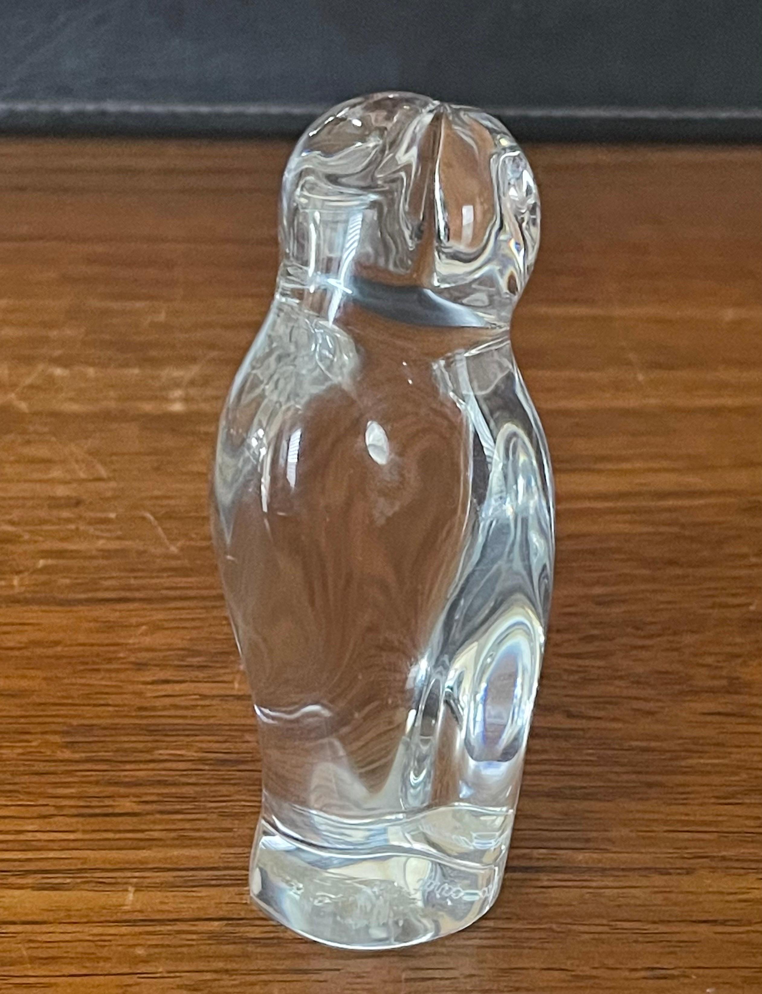 Stylized Crystal Owl Sculpture / Paperweight by Baccarat In Good Condition In San Diego, CA