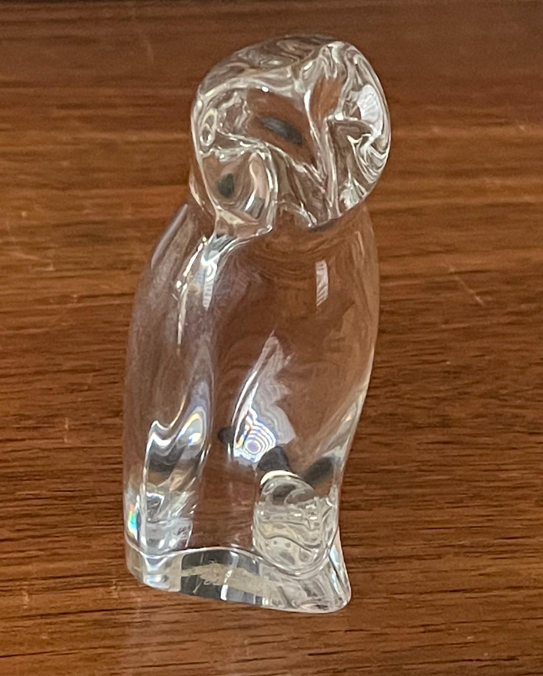 Stylized Crystal Owl Sculpture / Paperweight by Baccarat 1