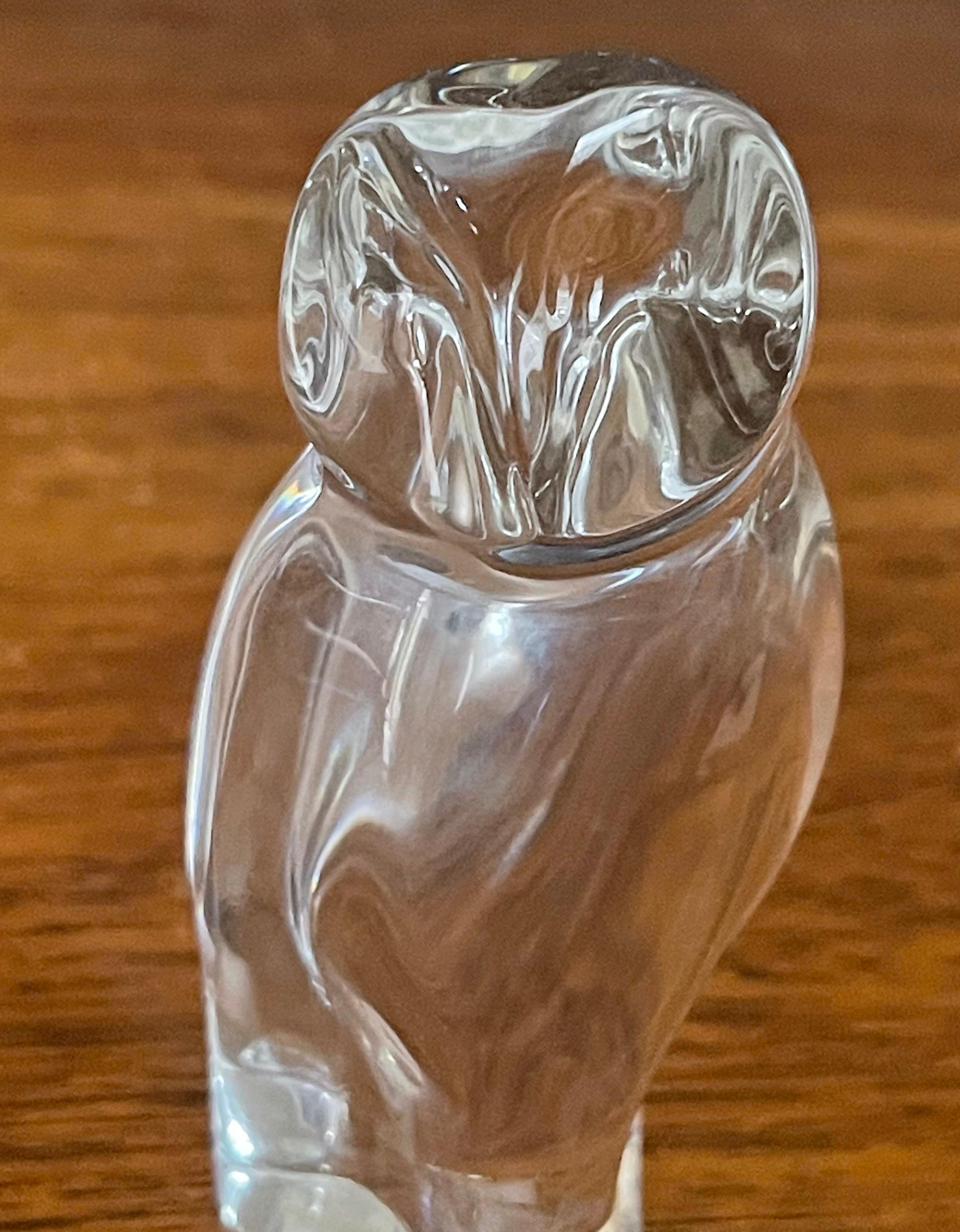 Stylized Crystal Owl Sculpture / Paperweight by Baccarat 2