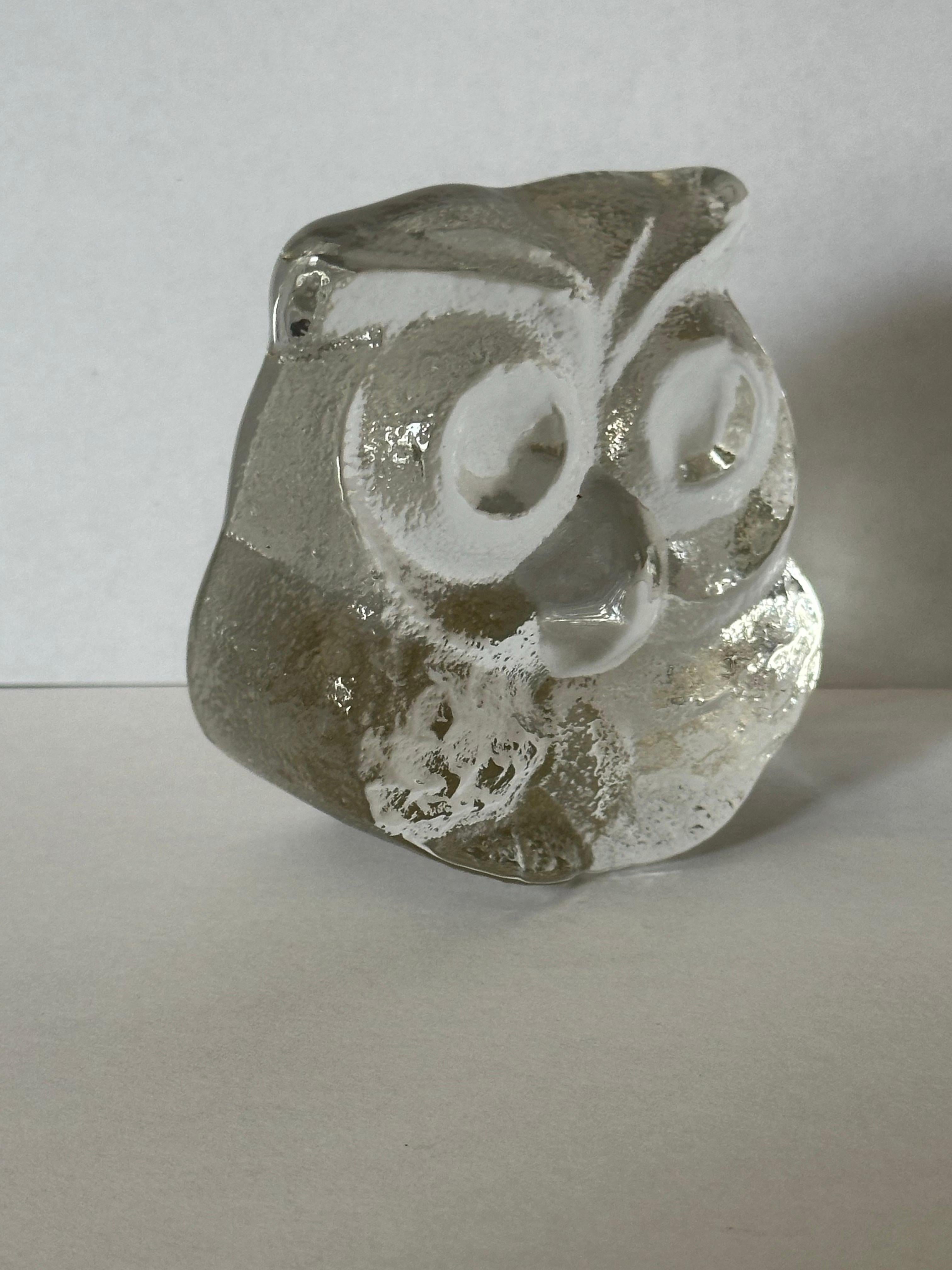 Stylized Crystal Owl Sculpture / Paperweight by Riedel of Austria In Good Condition For Sale In San Diego, CA