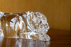 Stylized Crystal Panther Sculpture by Baccarat, Circa 1970s