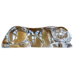 Stylized Crystal Panther Sculpture by Baccarat, Circa 1970s