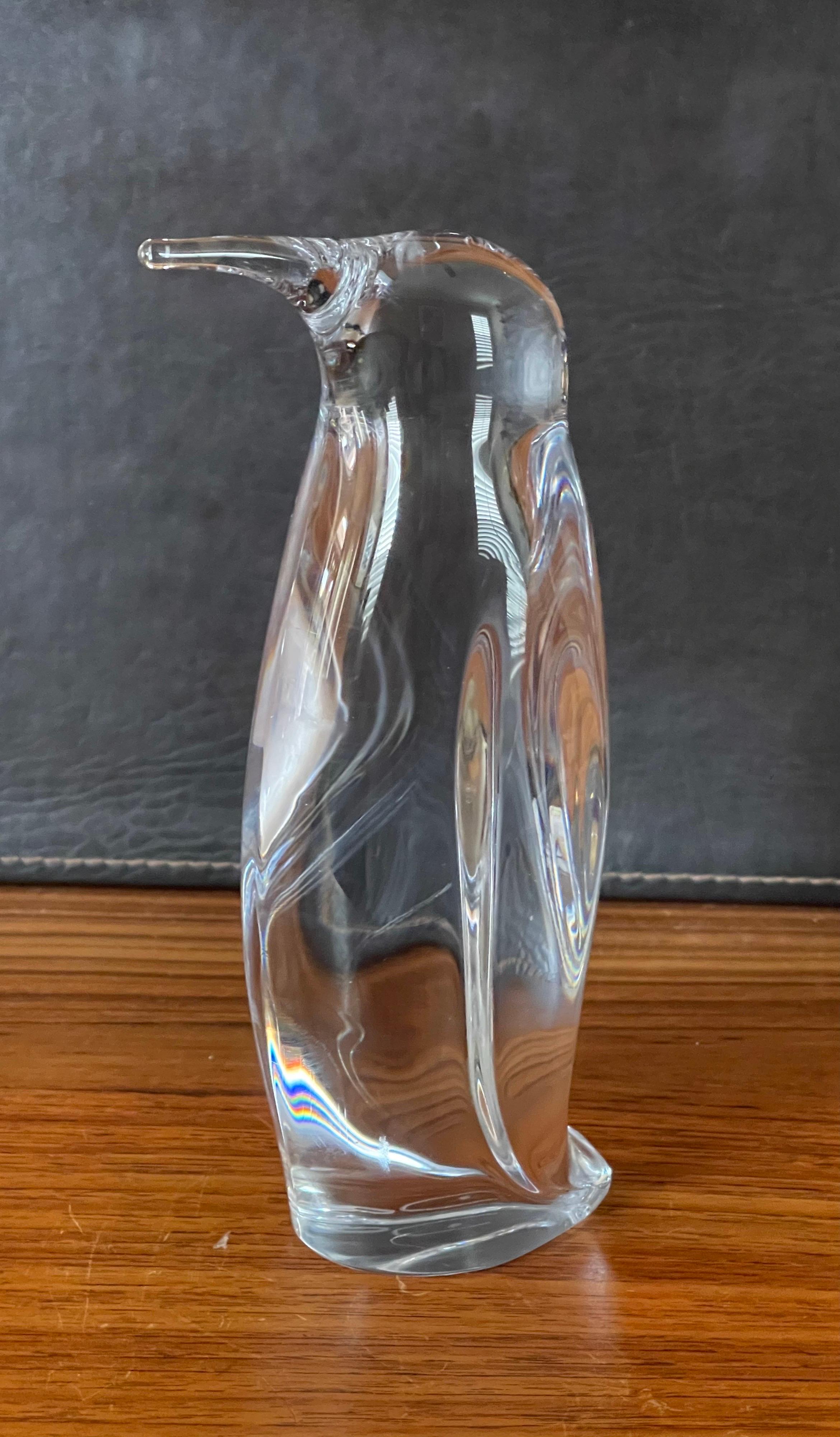 Hollywood Regency Stylized Crystal Penguin Sculpture by Daum, France For Sale