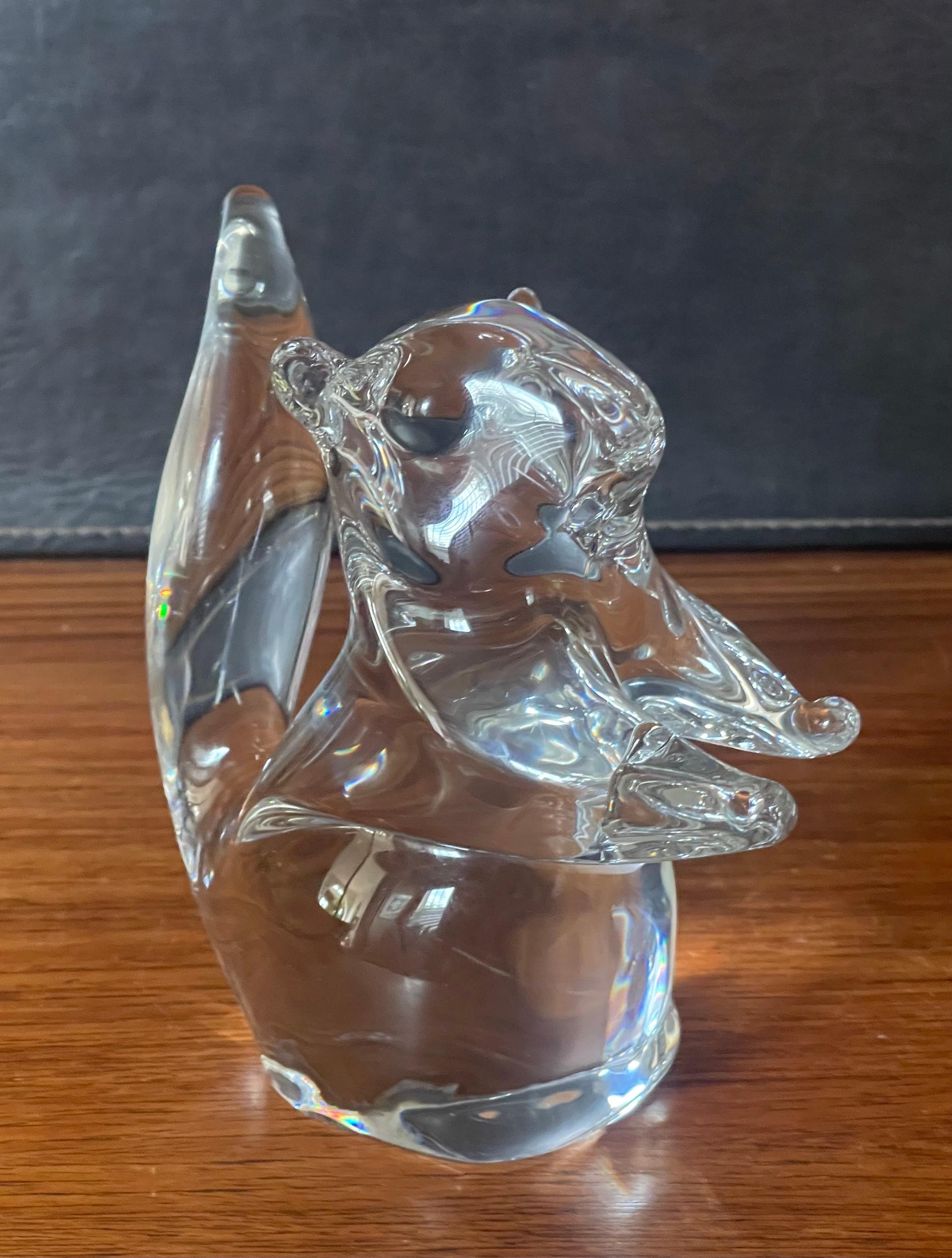Hollywood Regency Stylized Crystal Squirrel Sculpture by Daum, France For Sale