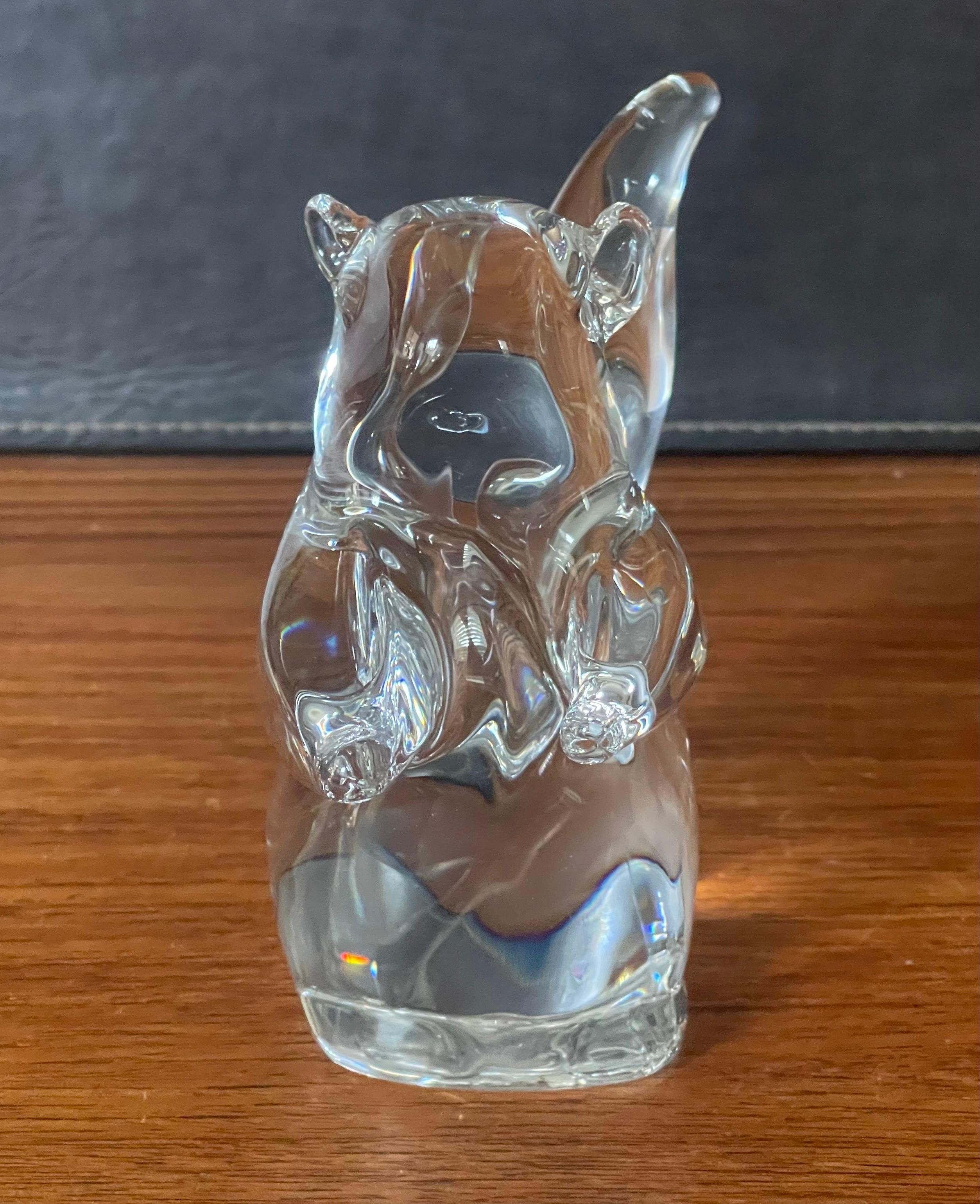 French Stylized Crystal Squirrel Sculpture by Daum, France For Sale
