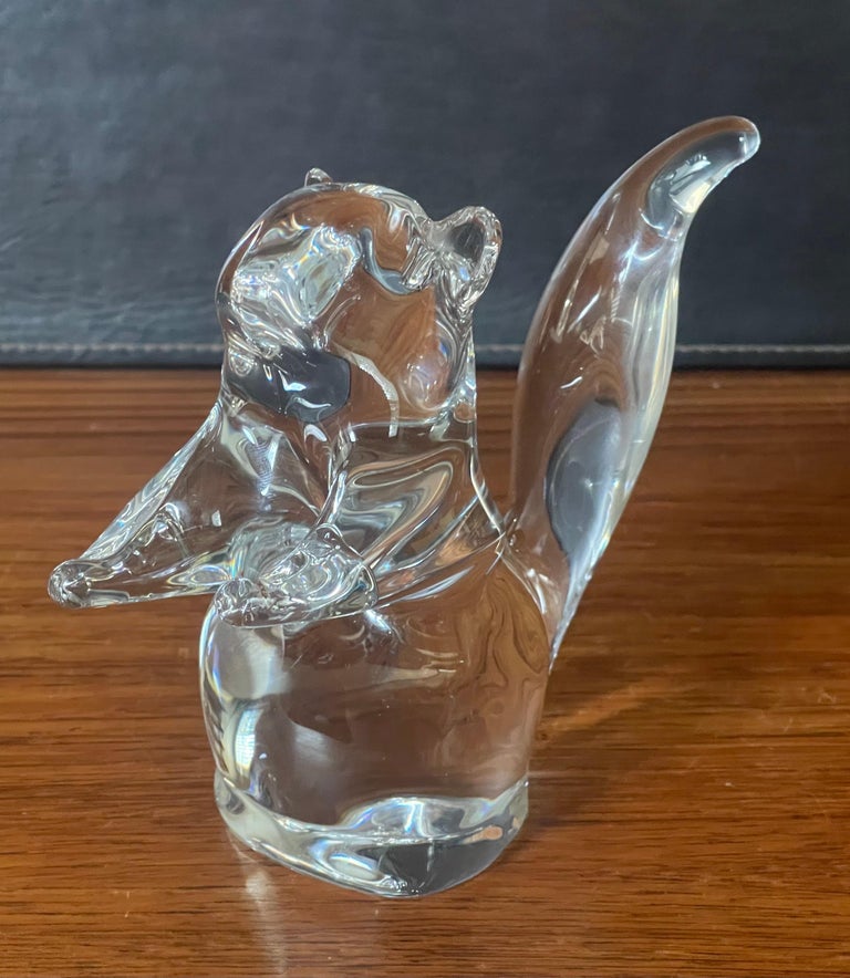 Sculpture écureuil En Pâte De Verre – DAUM France – Bleu Et Jaune – Signée – Moderne