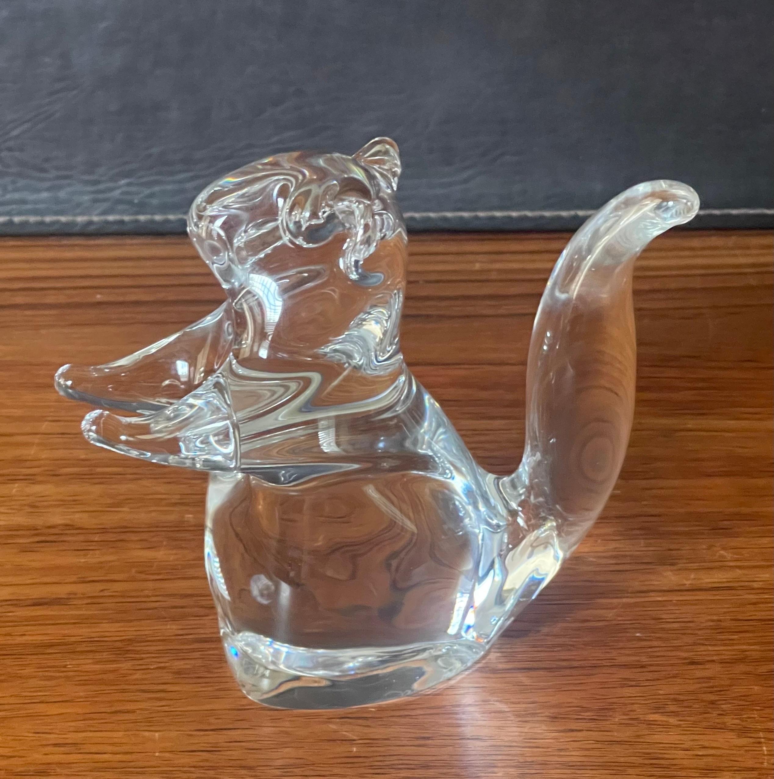 20th Century Stylized Crystal Squirrel Sculpture by Daum, France For Sale