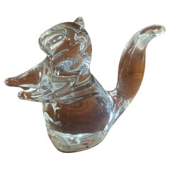 Stylized Crystal Squirrel Sculpture by Daum, France