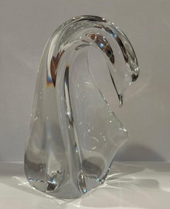 Stylized Crystal Swan Sculpture by Daum, France