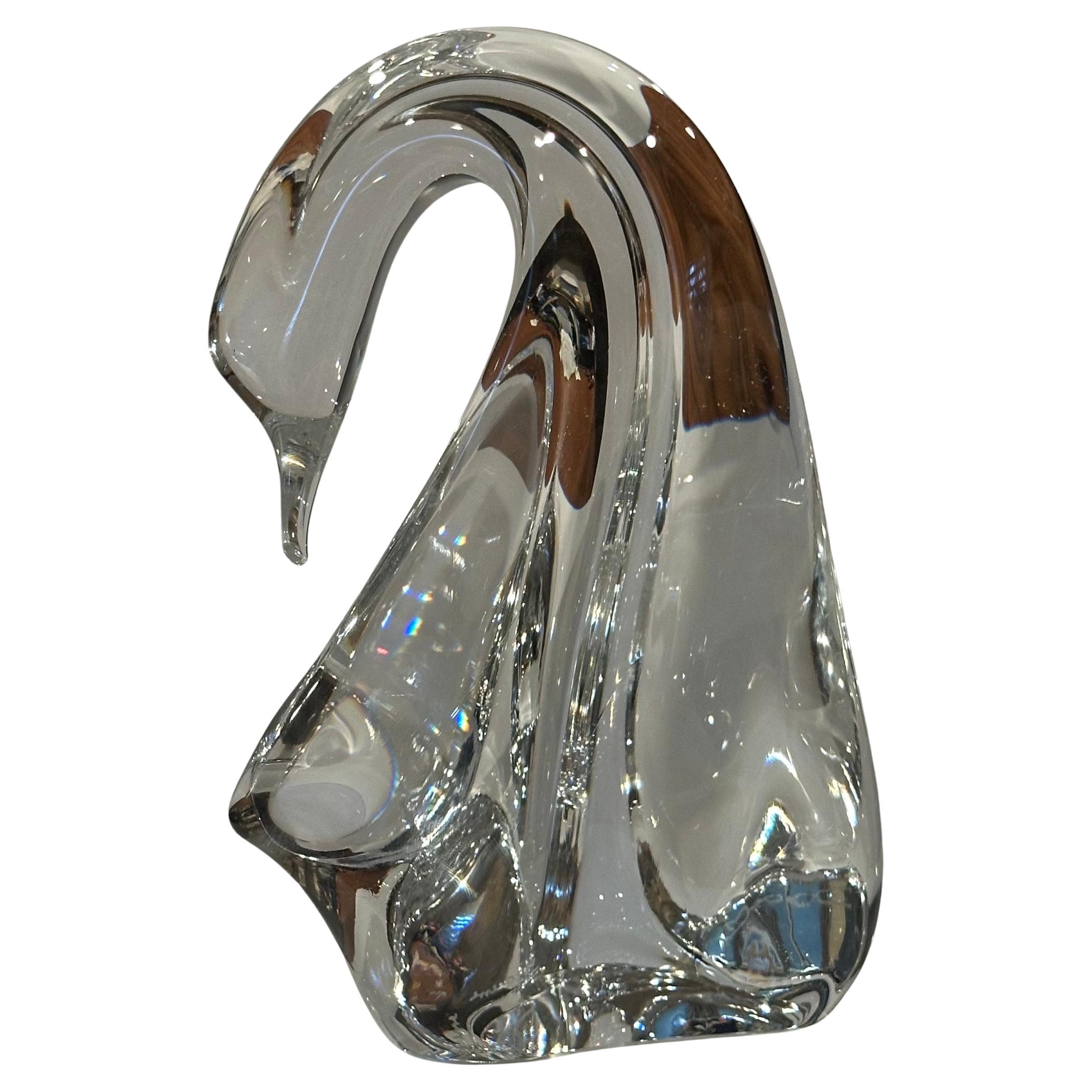 Sculpture de cygne en cristal stylisé par Daum, France en vente