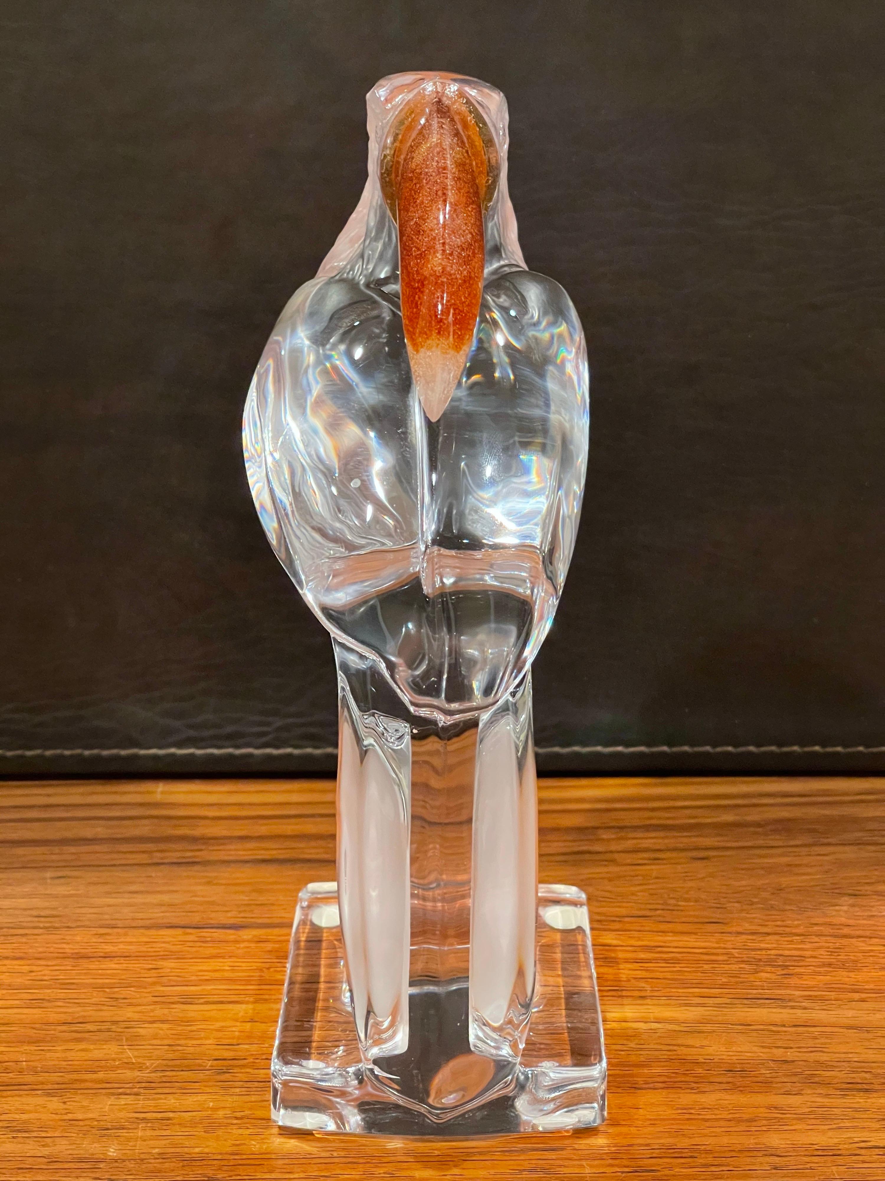 Stylized Crystal Toucan Sculpture by Daum, France 4