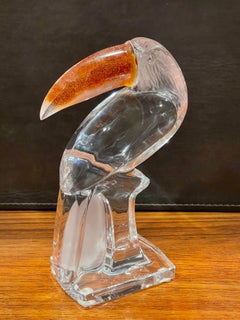 Stylized Crystal Toucan Sculpture by Daum, France