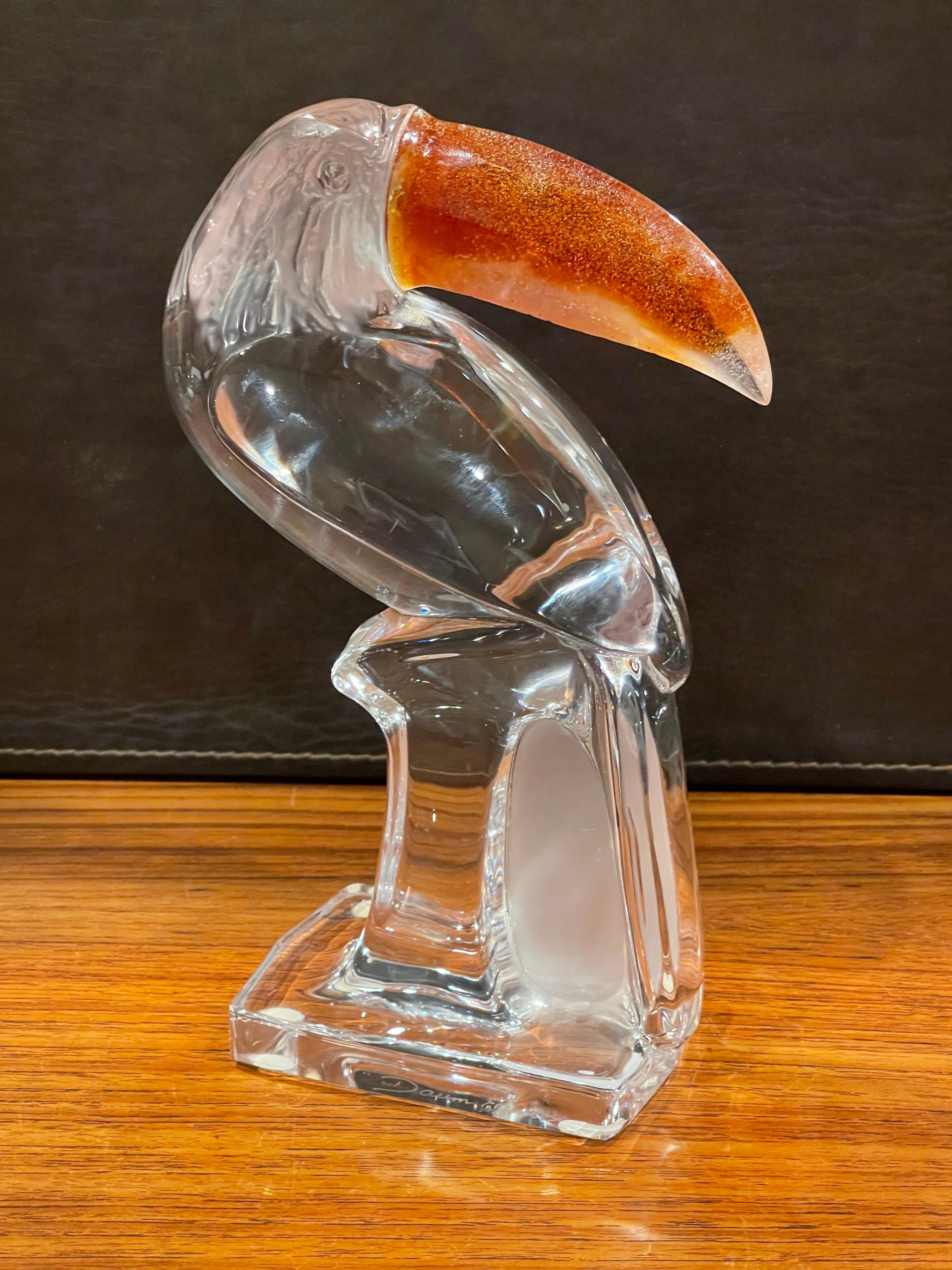 Hollywood Regency Stylized Crystal Toucan Sculpture by Daum, France