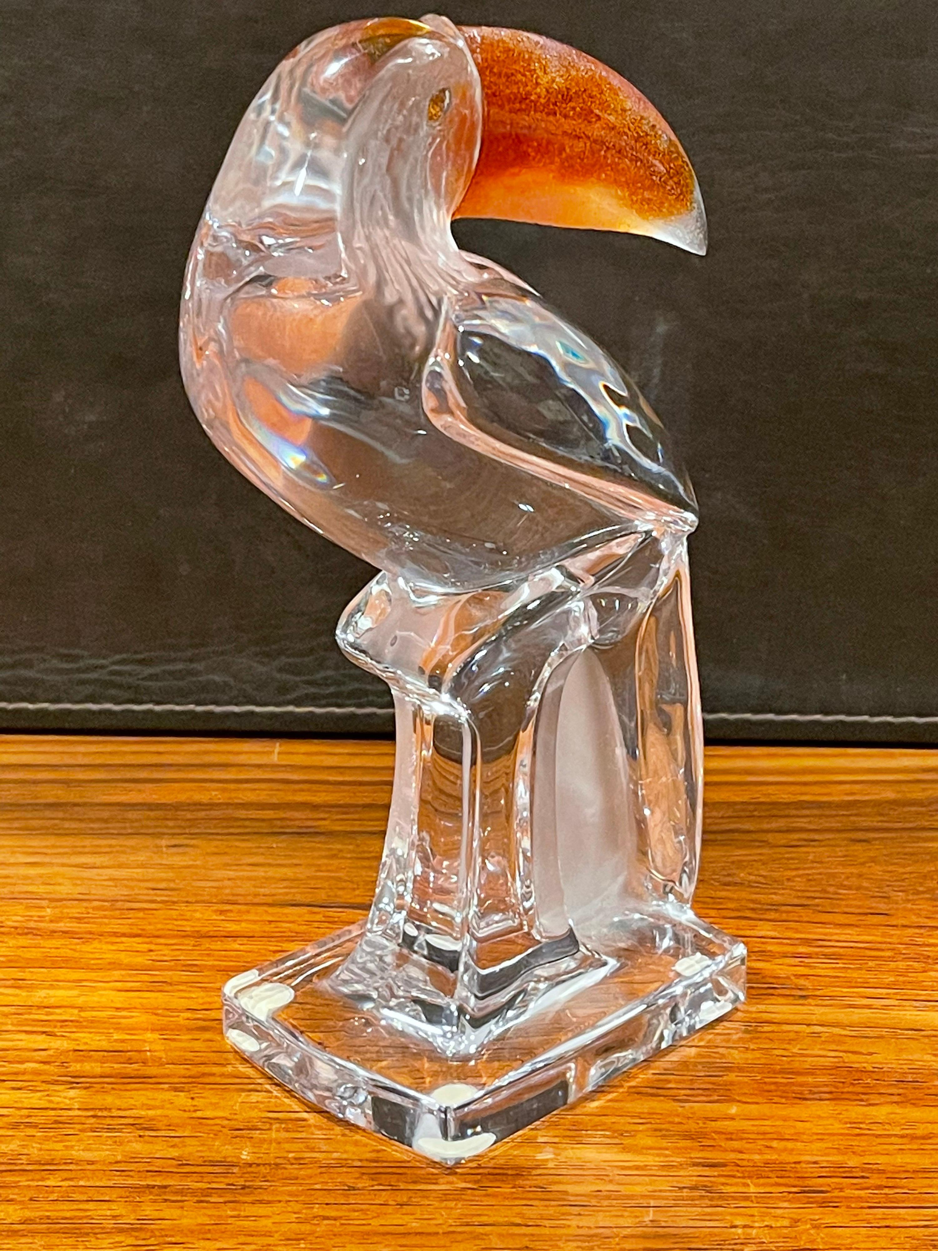French Stylized Crystal Toucan Sculpture by Daum, France