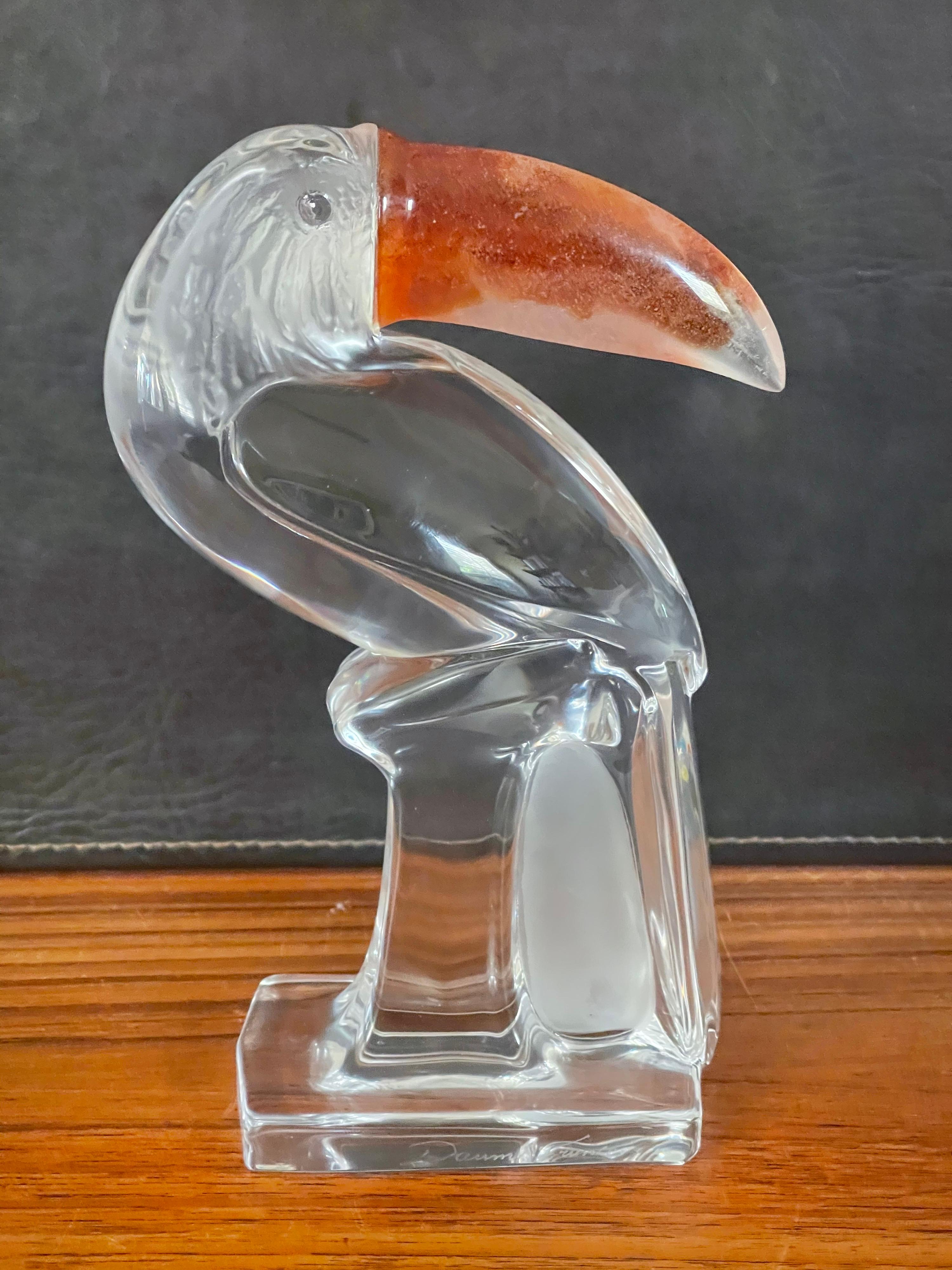 Stylized Crystal Toucan Sculpture by Daum, France In Good Condition For Sale In San Diego, CA