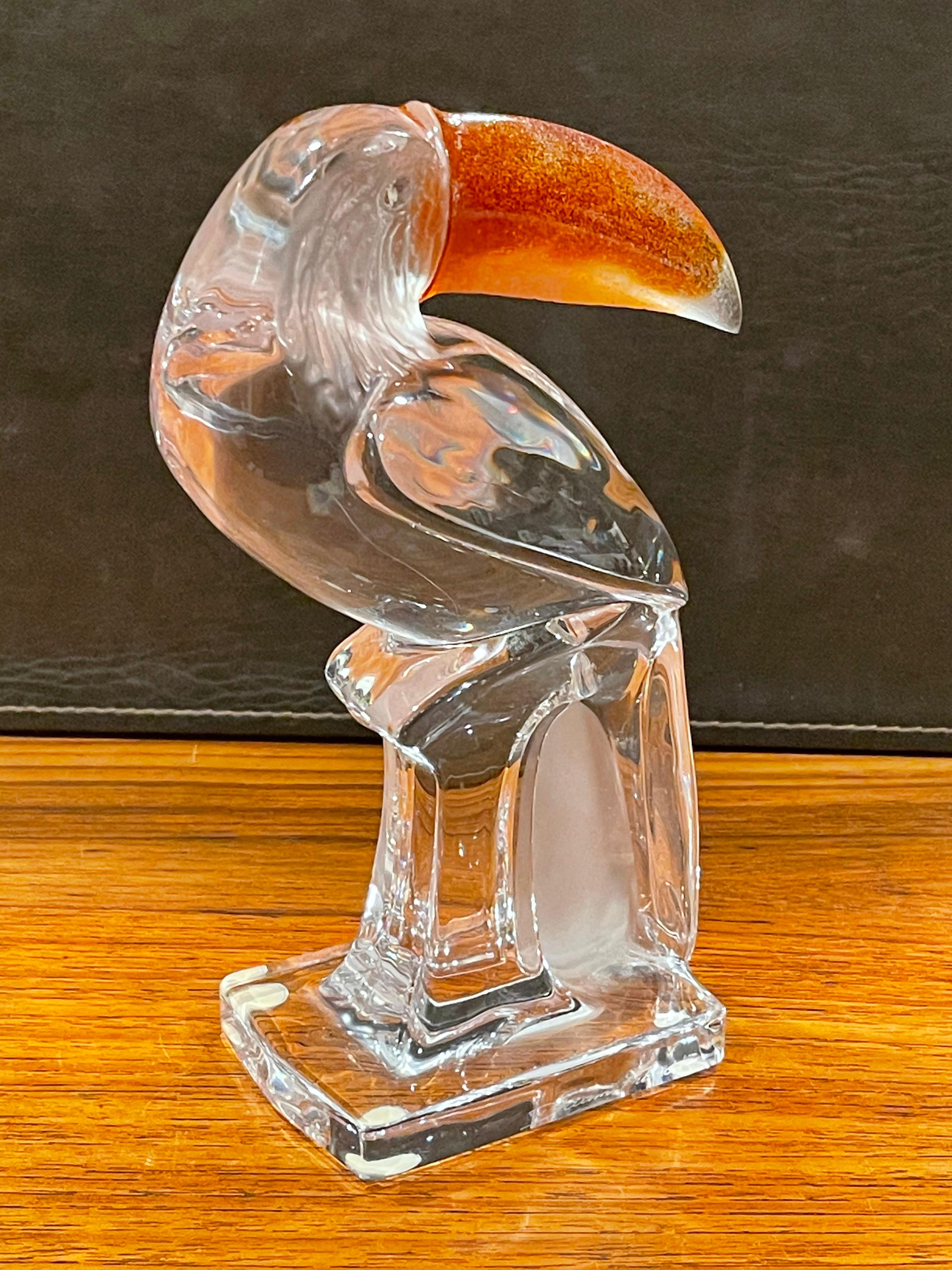 20th Century Stylized Crystal Toucan Sculpture by Daum, France