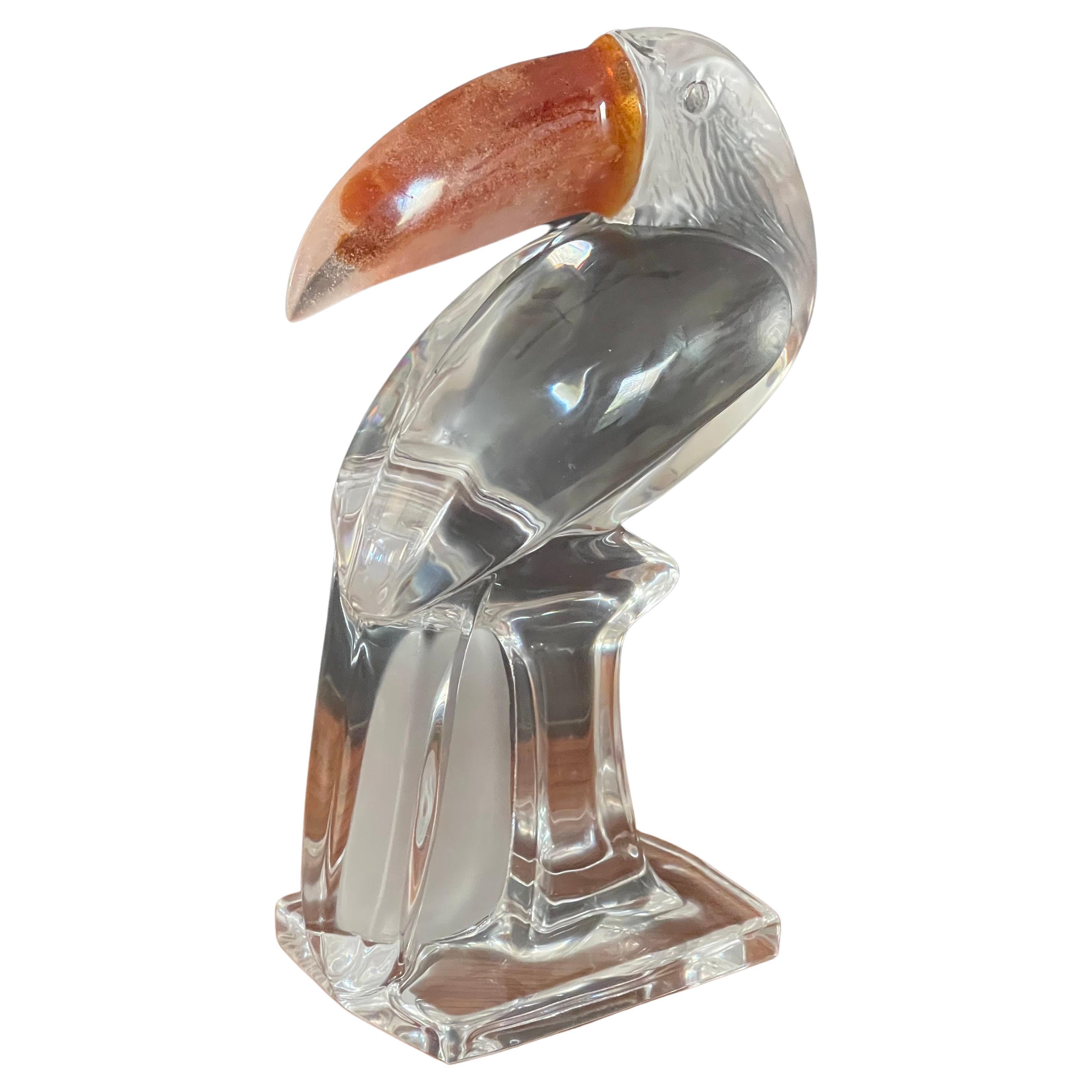 Stylized Crystal Toucan Sculpture by Daum, France