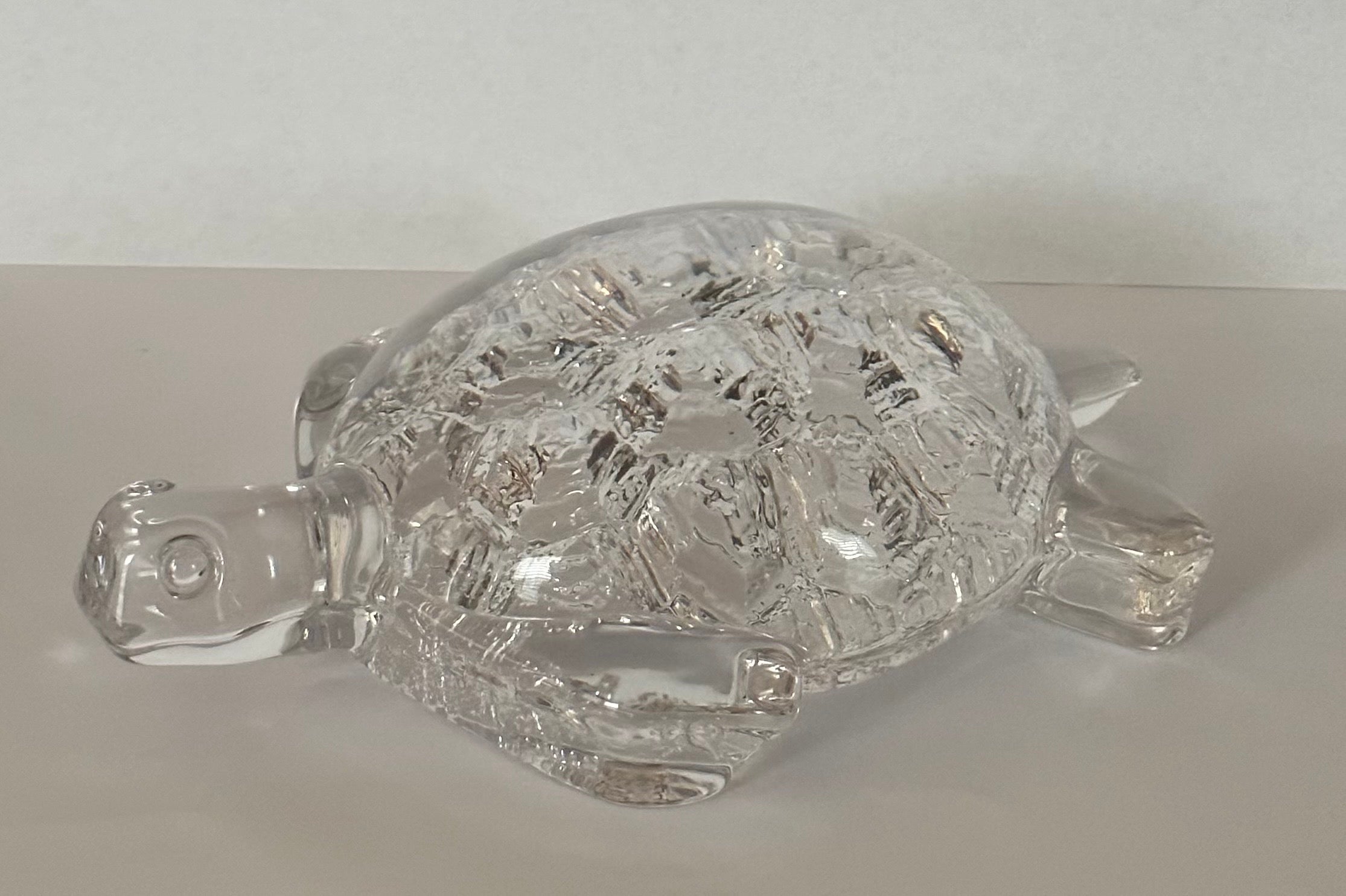 Hollywood Regency Stylized Crystal Turtle Sculpture / Paperweight by Daum France