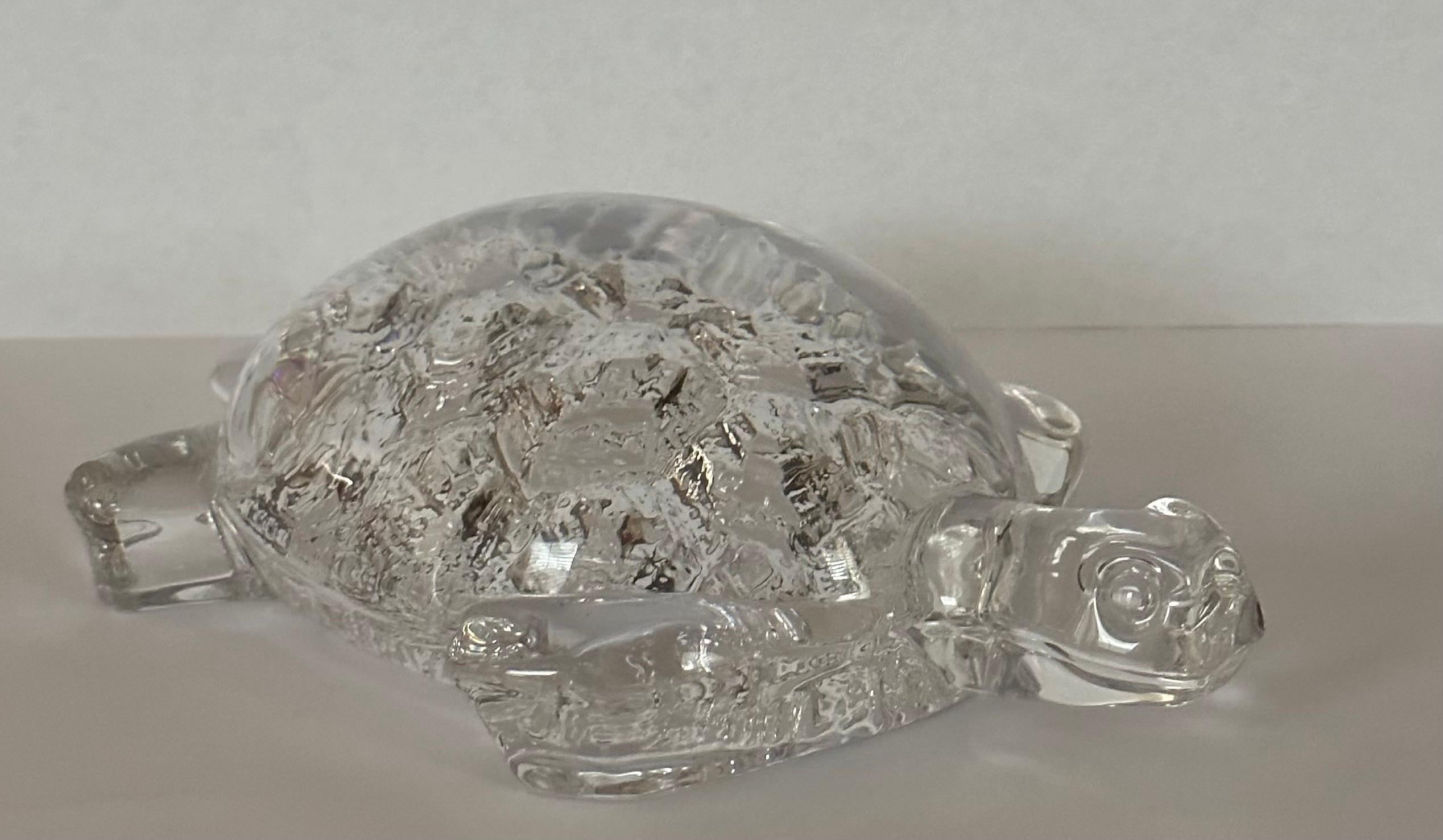 20th Century Stylized Crystal Turtle Sculpture / Paperweight by Daum France