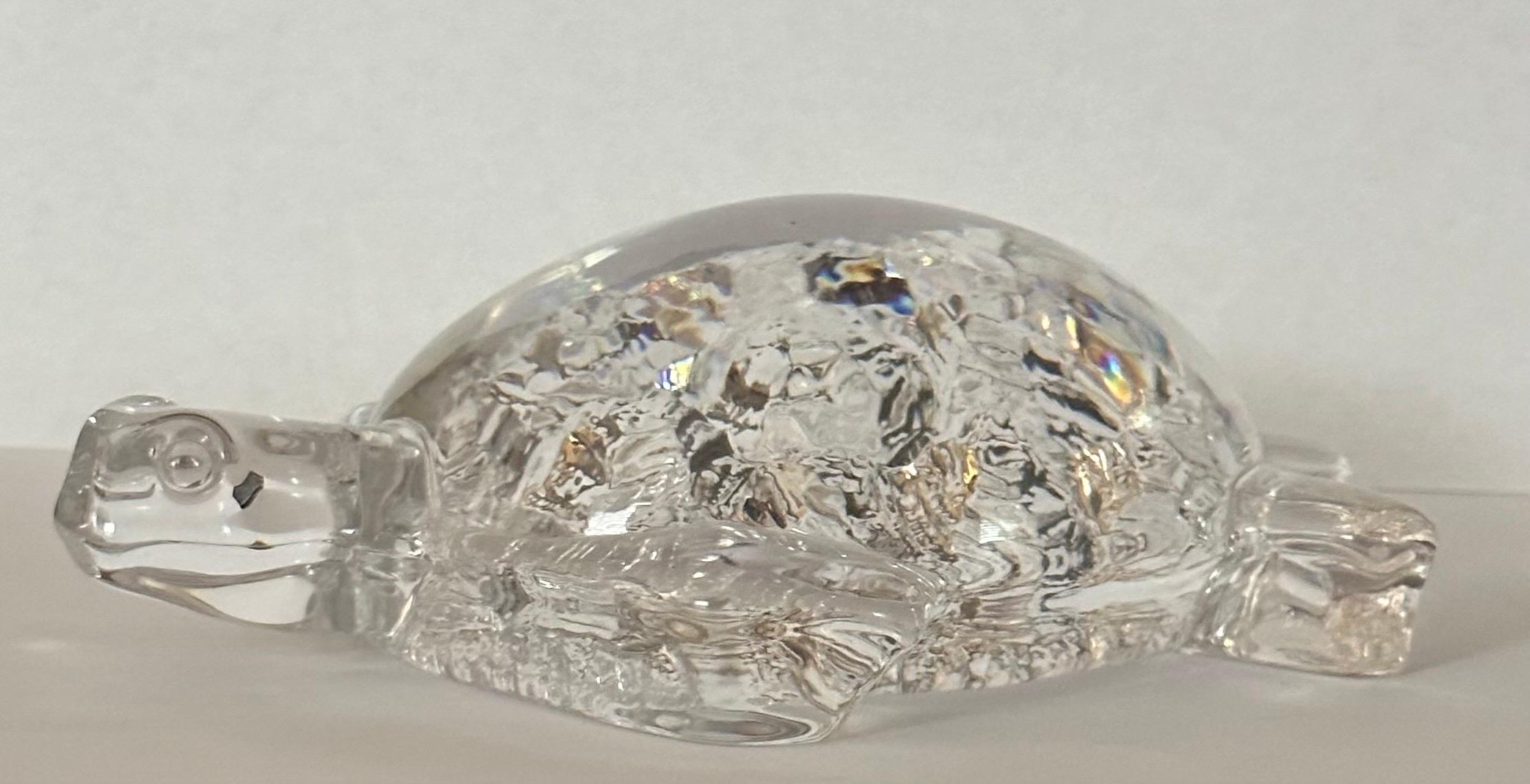 Stylized Crystal Turtle Sculpture / Paperweight by Daum France 1