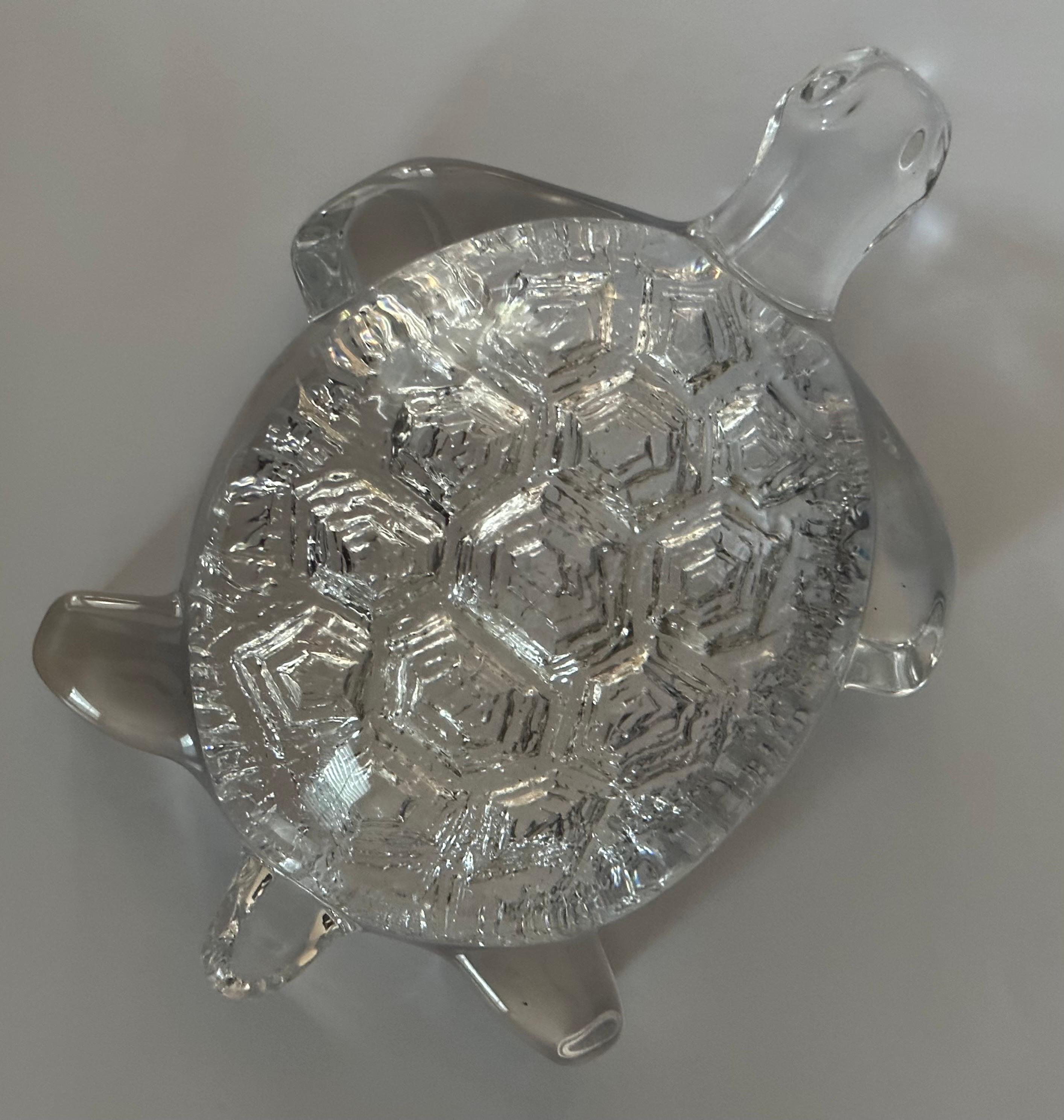 Stylized Crystal Turtle Sculpture / Paperweight by Daum France 2