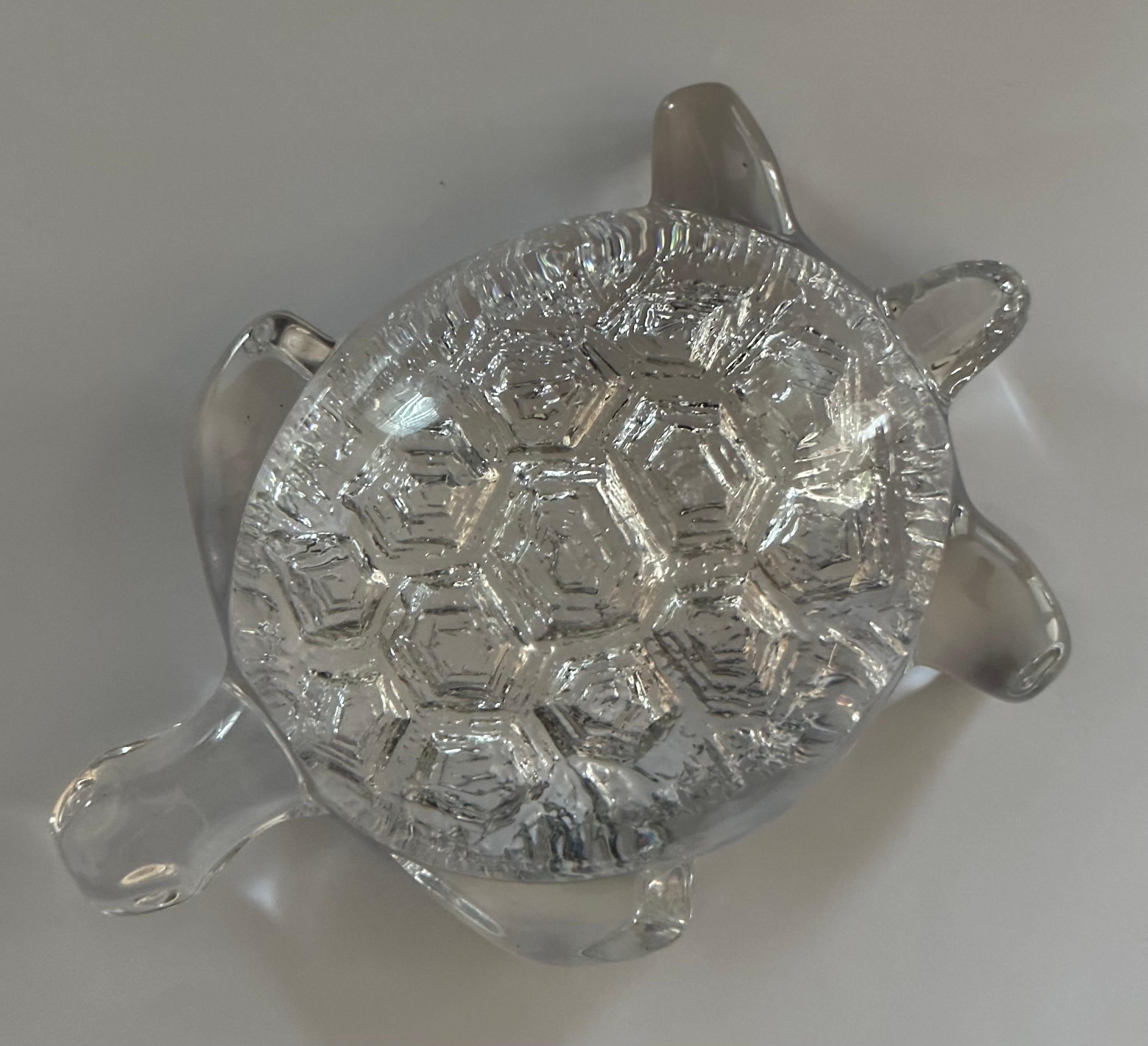 Stylized Crystal Turtle Sculpture / Paperweight by Daum France 3