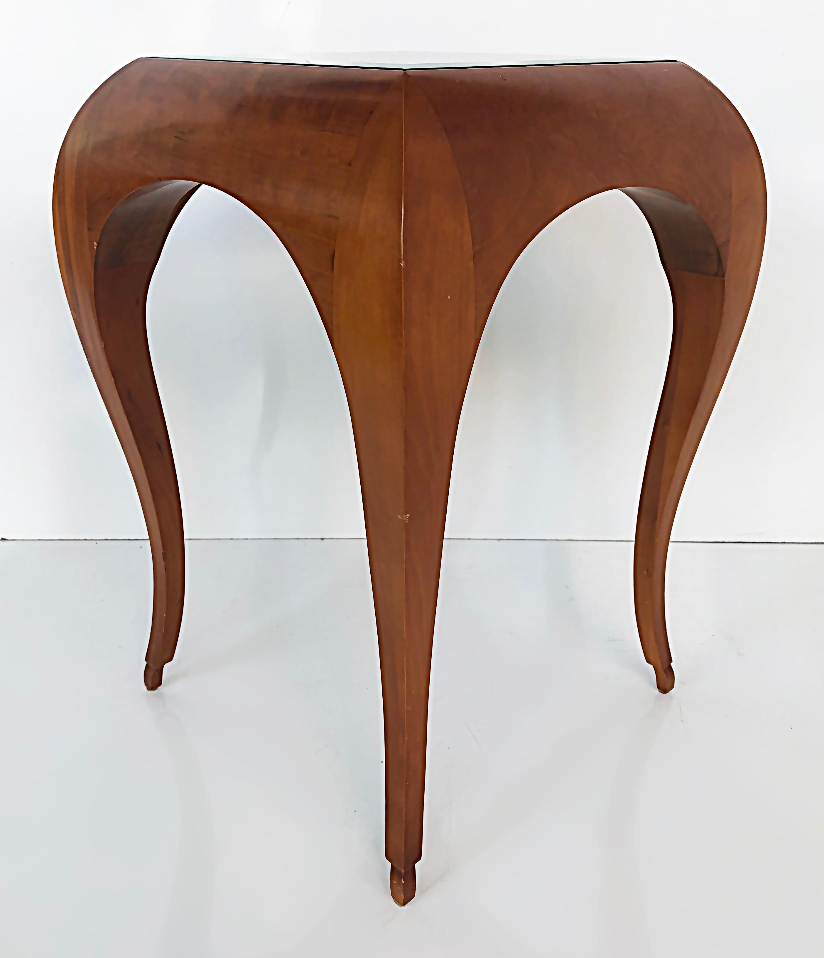 American Stylized Curved Wood Side Tables, Manner of René Prou
