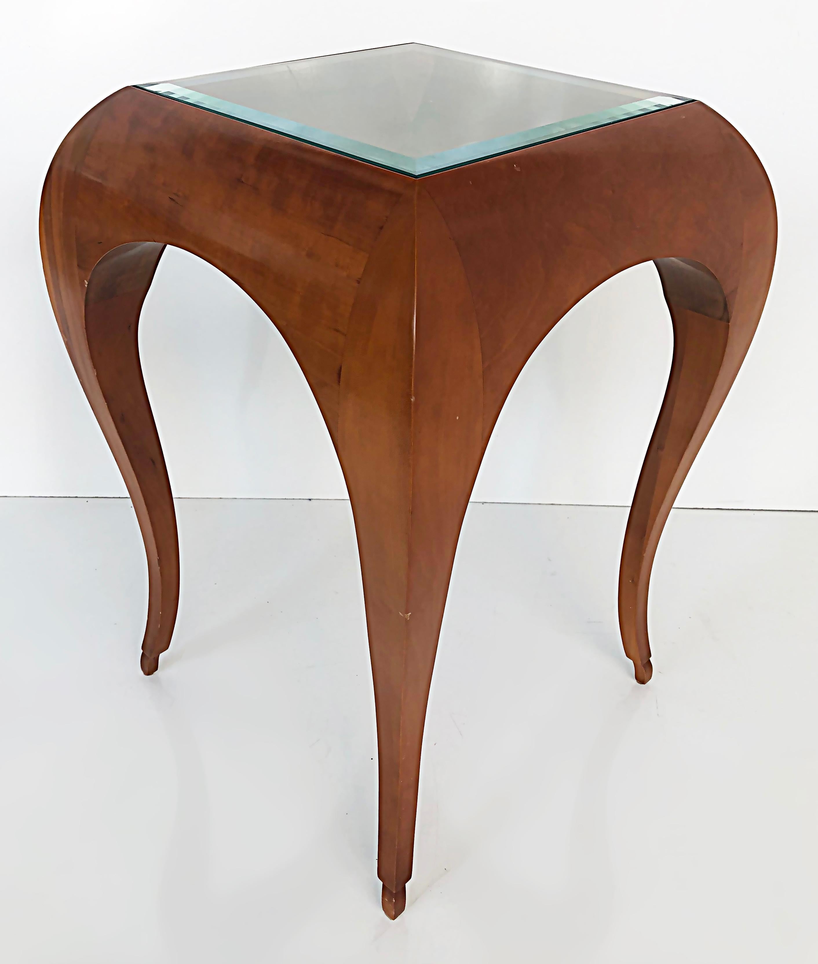 Stylized Curved Wood Side Tables, Manner of René Prou In Good Condition In Miami, FL