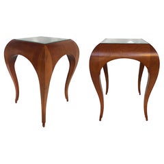 Stylized Curved Wood Side Tables, Manner of René Prou