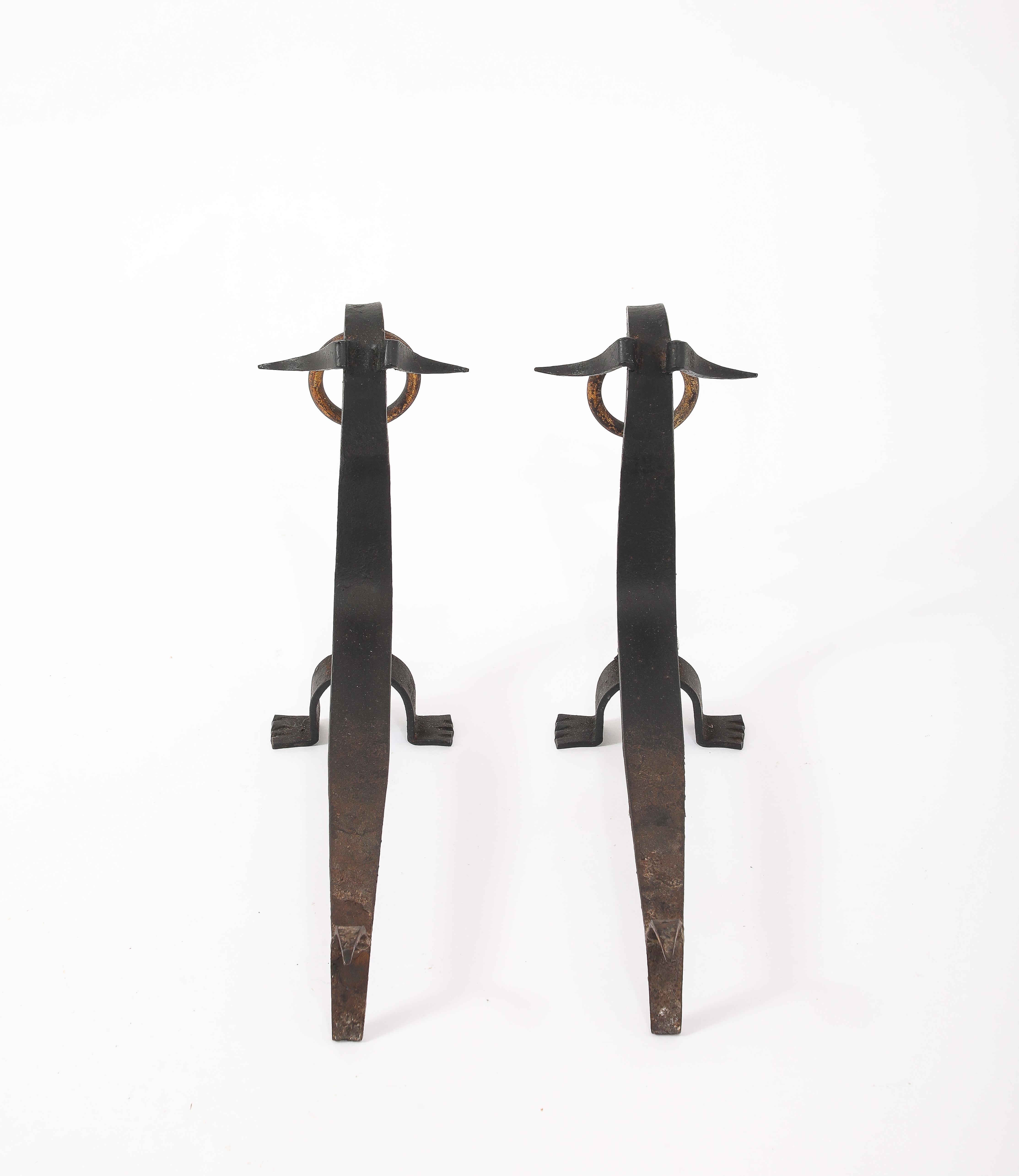 Stylized Dashunds Andirons, France 1940's For Sale 4