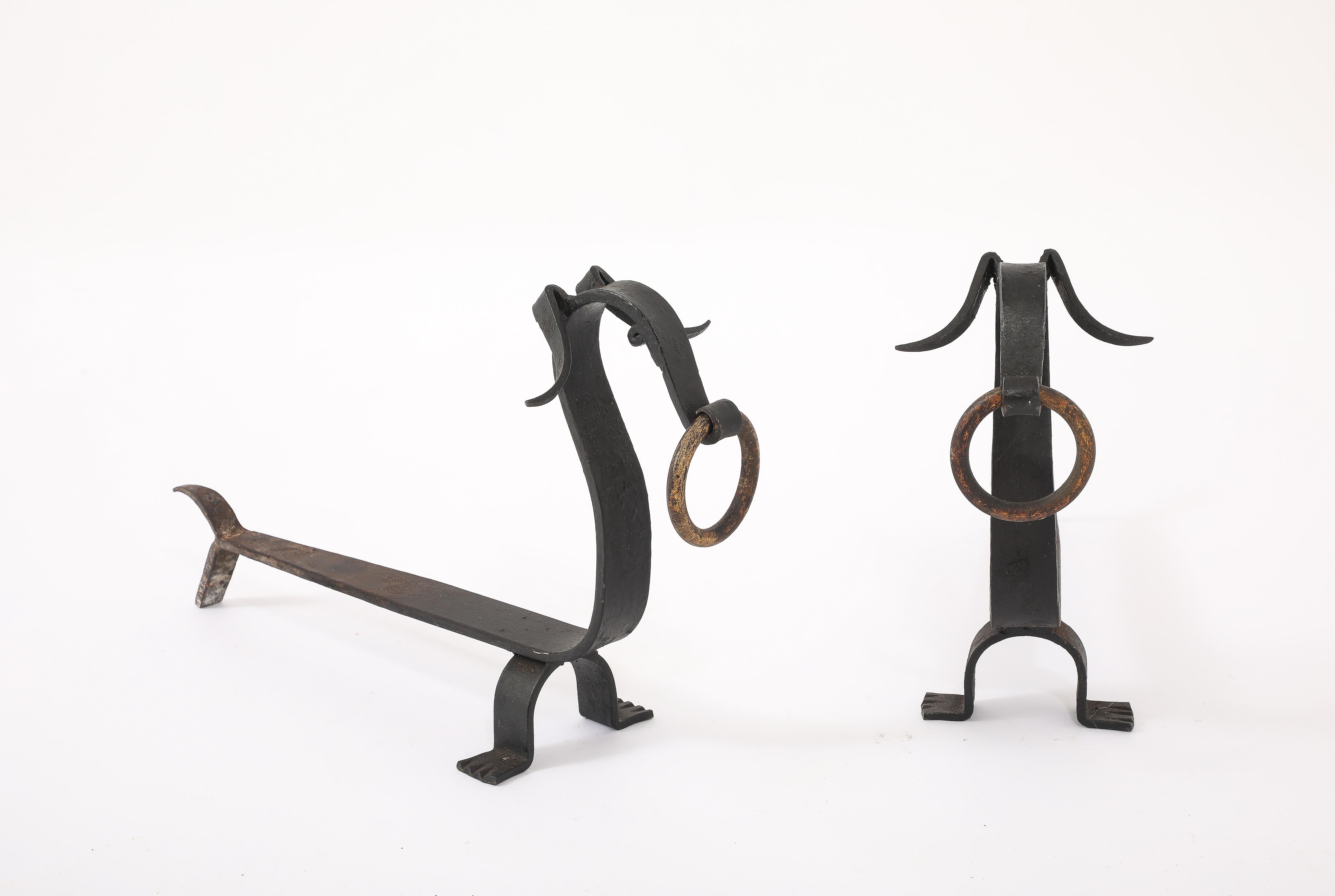 Stylized Dashunds Andirons, France 1940's For Sale 7