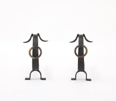Stylized Dashunds Andirons, France 1940's