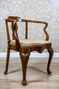 Stylized Walnut Desk Armchair from the 1990s in Light Upholstery