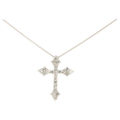Stylized Diamond Cross Pendant in Platinum 1 Carat Total