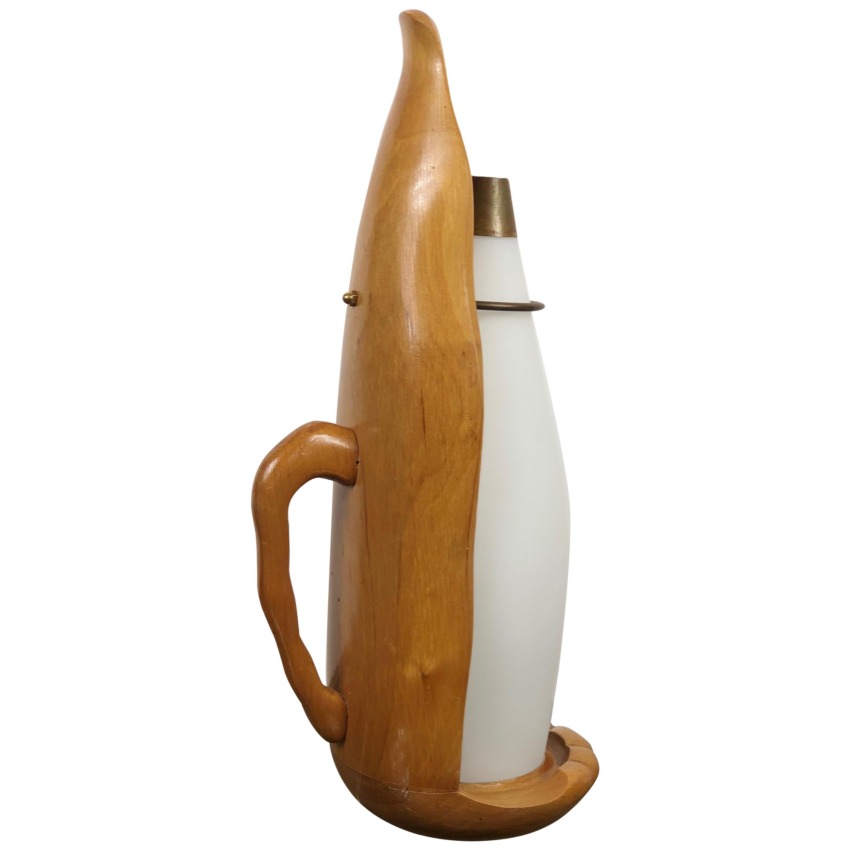 Stilisierte Delphin-Lampe aus Opalgras und Holz, Aldo Tura Macabo, Italien, 1950er Jahre