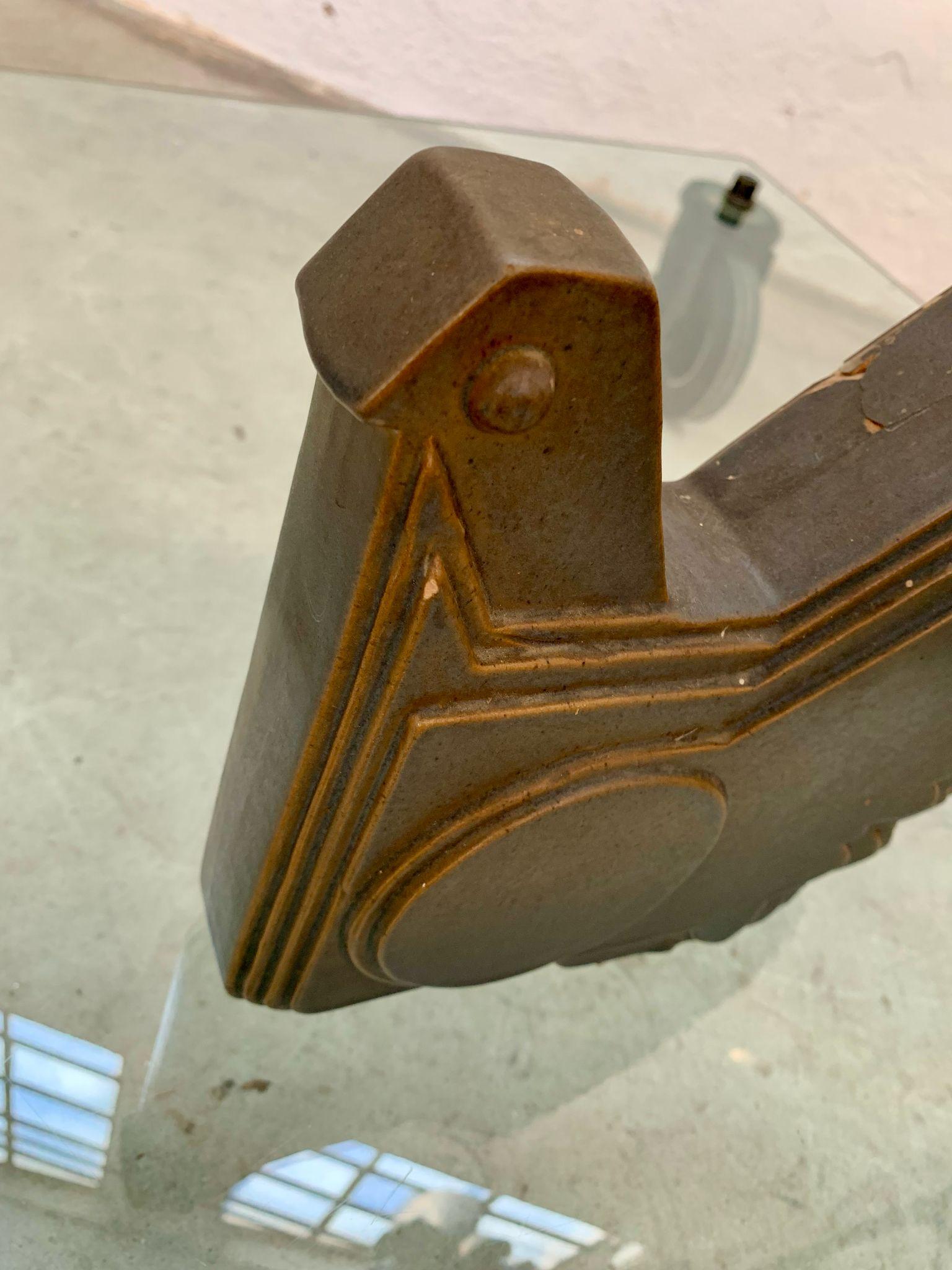 Stylized dove in brown glazed ceramic by Alessio Tasca, Italy, 1960s in vendita 5