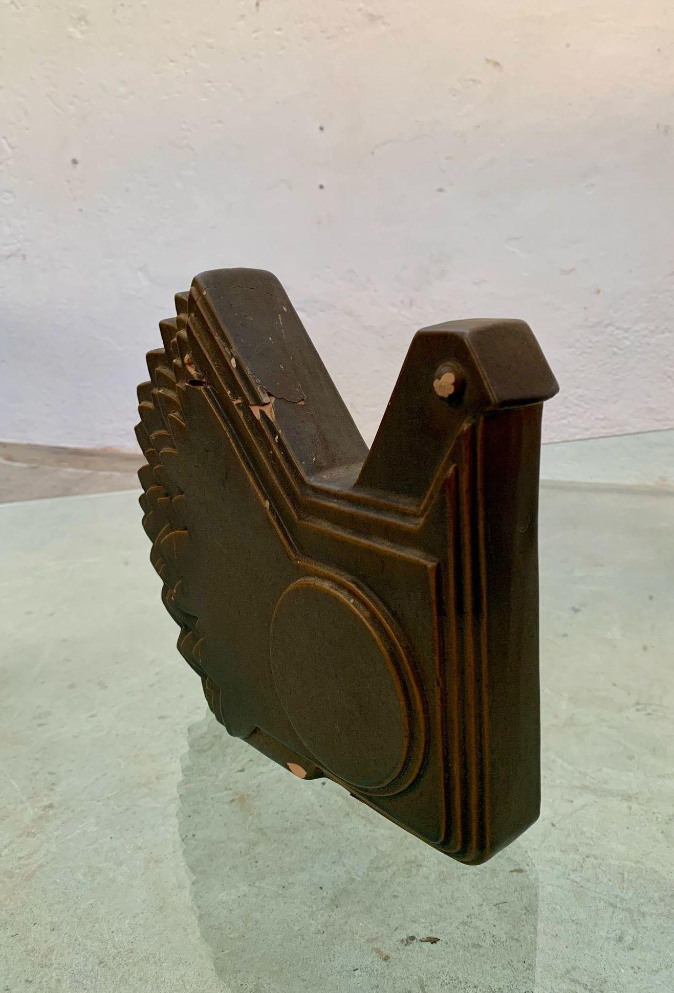 Mid-Century moderno Stylized dove in brown glazed ceramic by Alessio Tasca, Italy, 1960s in vendita