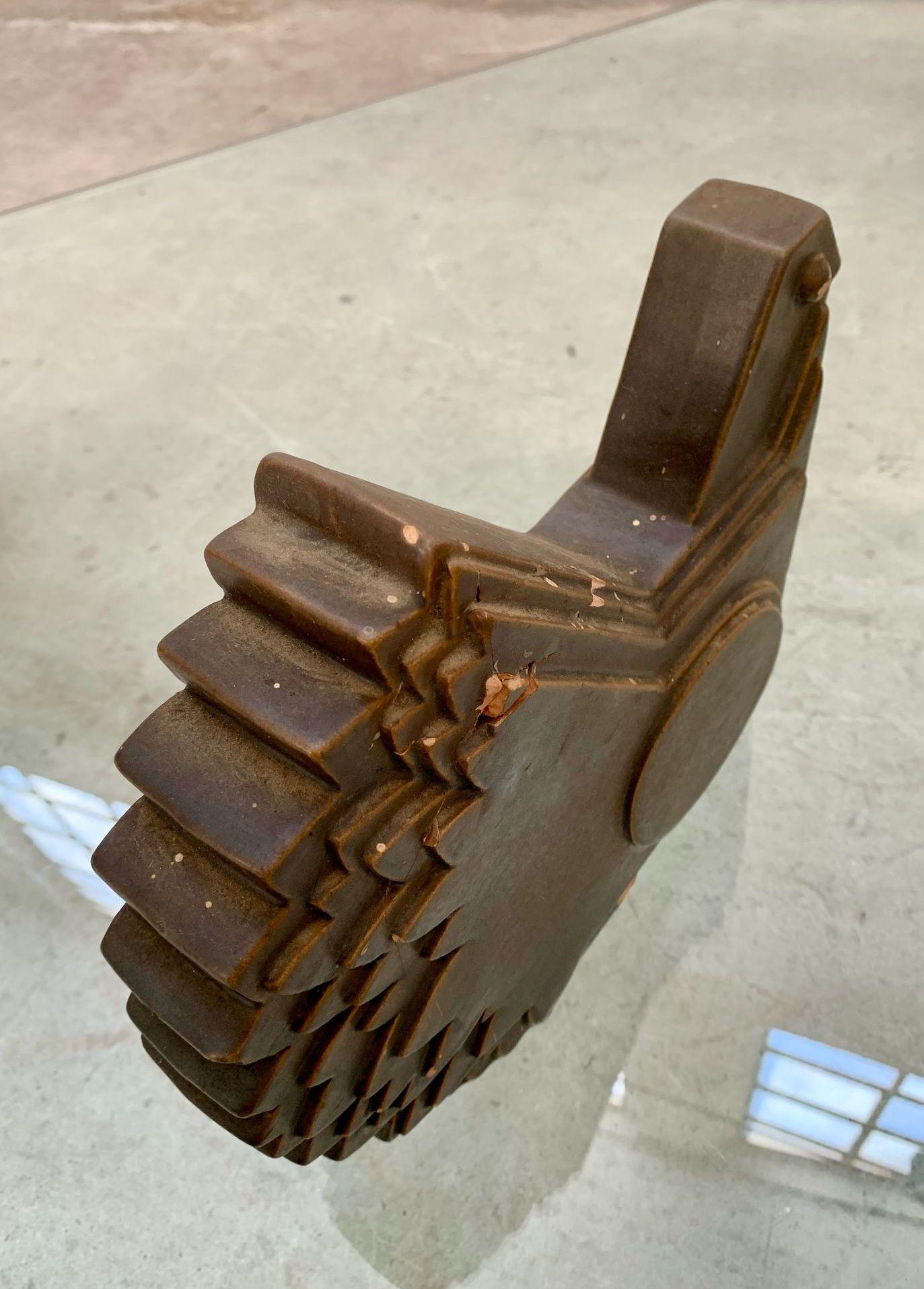 Mid-20th Century Stylized dove in brown glazed ceramic by Alessio Tasca, Italy, 1960s in vendita