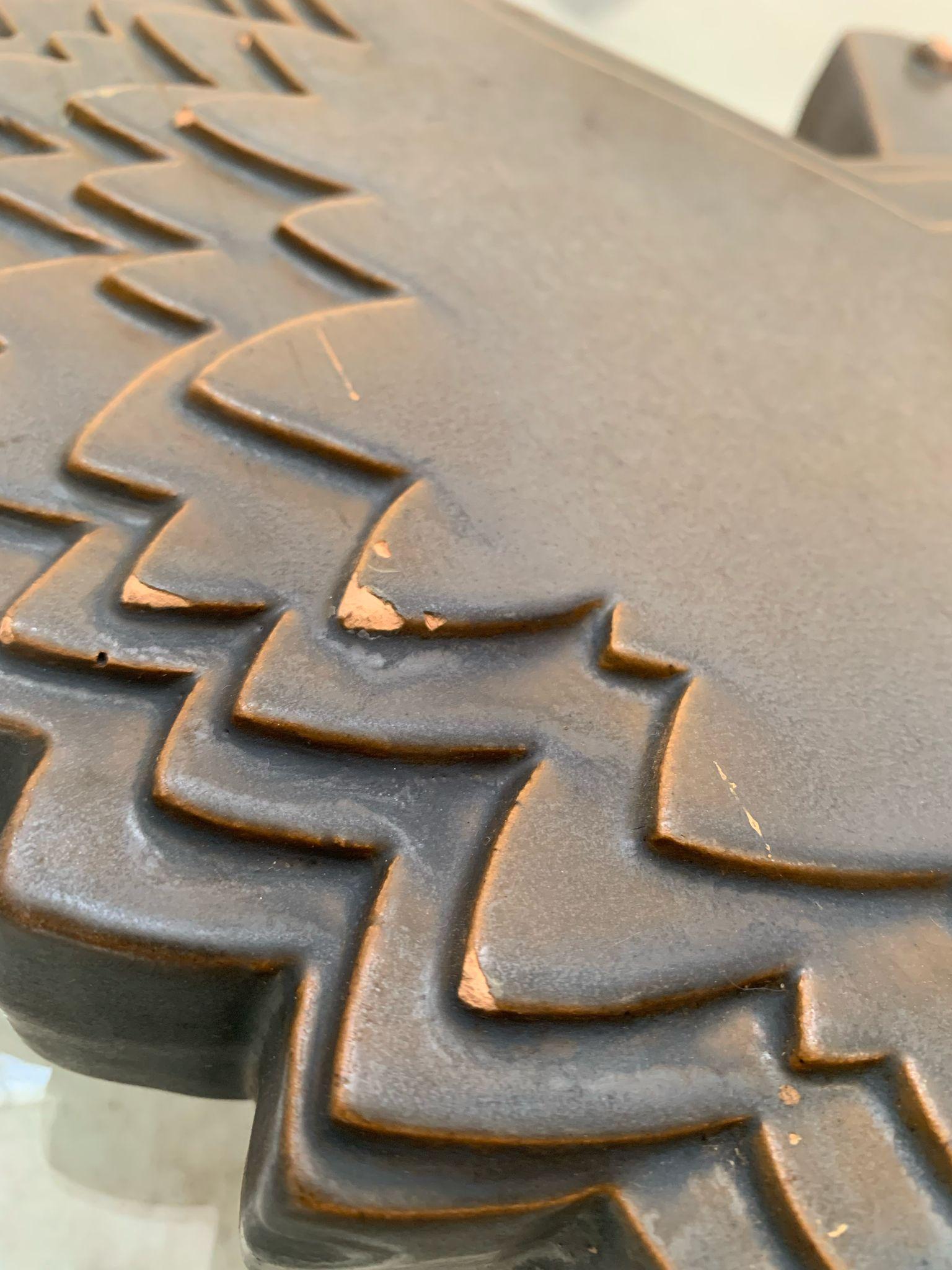 Stylized dove in brown glazed ceramic by Alessio Tasca, Italy, 1960s in vendita 2