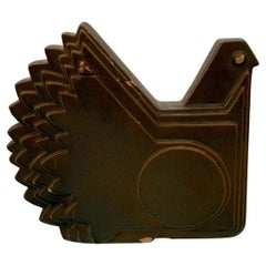 Stylized dove in brown glazed ceramic by Alessio Tasca, Italy, 1960s